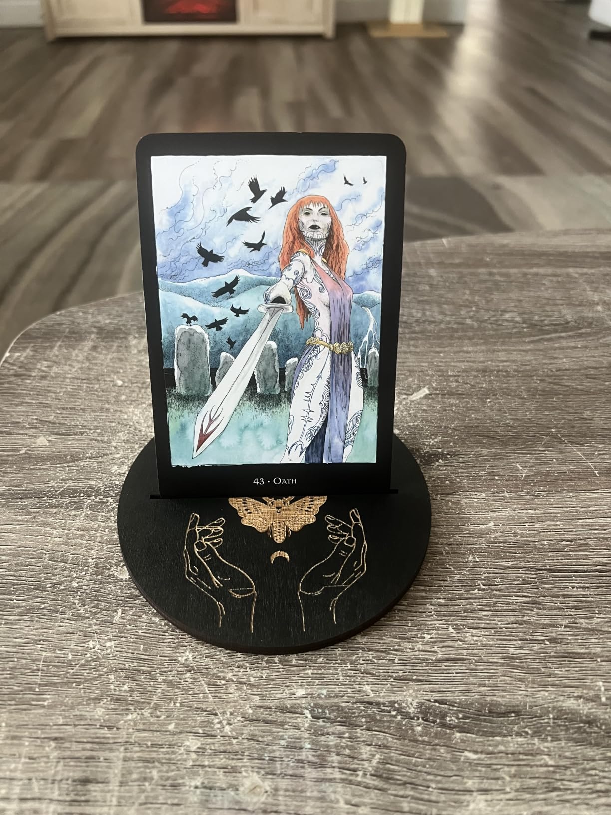 CREATCABIN 3Pcs Wooden Spirit Board Kit Tarot Card Stand Holder Moth Divination Board Set with Planchette Black Altar Card Display Stand Rectangle Talking Board for Witch Board Divination Tools customer photo 2