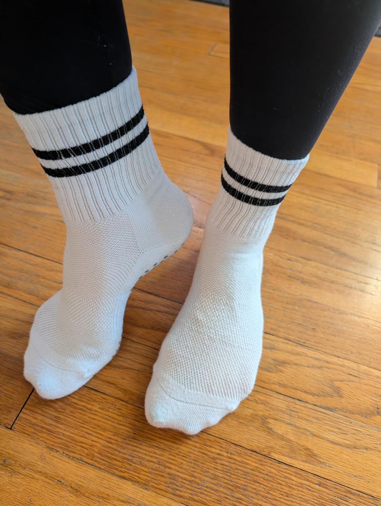 Toes Home Pilates Socks for Women, Grip Yoga Crew Socks, Non Slip Socks | Grippy Socks Woman for Barre, Sticky Slipper Socks For Hospital, Barefoot Workout Socks, Gifts for Women, 4 Pairs customer photo 1