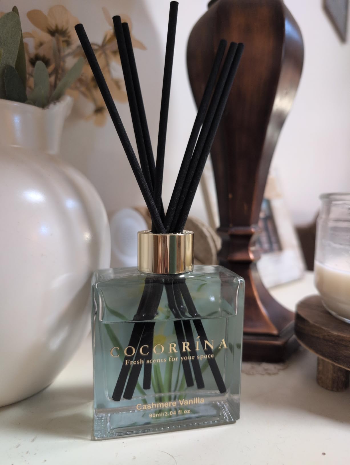 Reed Diffuser Set of 3-3 Pack/ 3.04 Fl.oz Diffuser with 24 Sticks Cashmere Vanilla/Sandalwood Rose/Clean Linen Reed Diffuser for Home Bathroom Office Decor customer photo 1