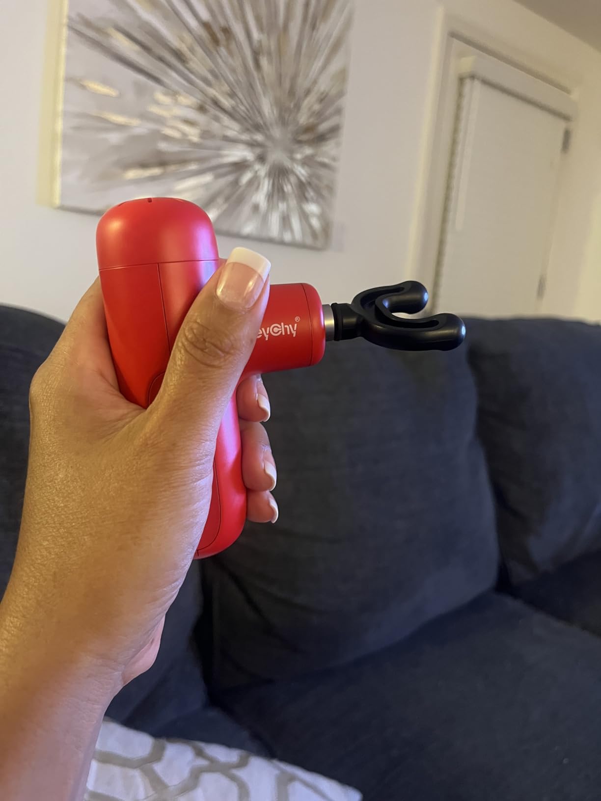 Super Mini Massage Gun Deep Tissue Portable Muscle Massager, Black | 4 Heads for Men Women, Back Neck Legs Muscle Relief, Quiet for Home Gym Office Travel, FSA Eligible, HSA customer photo 1