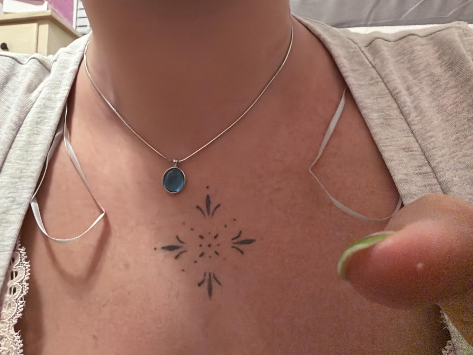 Birthstone Necklace for Women, Silver Chain Oval Gemstone Pendant customer photo 2