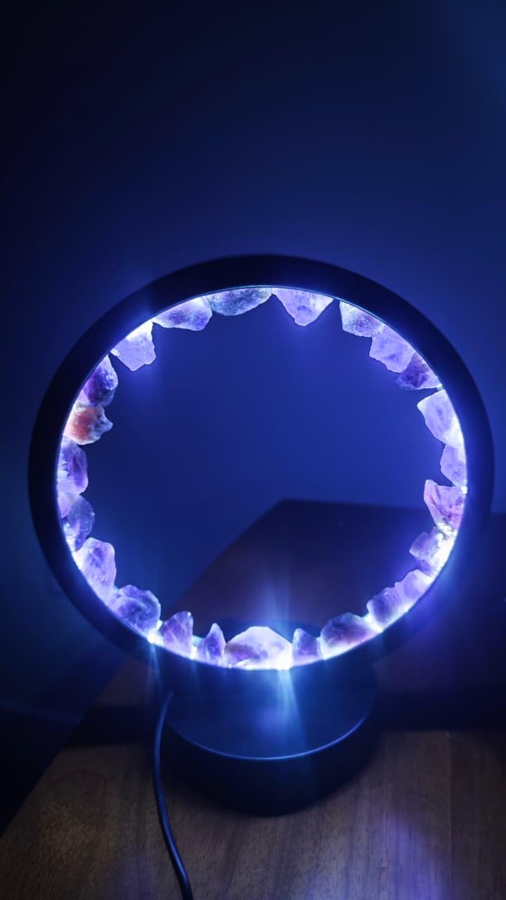 Runyansghi Amethyst Night Lamp 8.6'' Natural Healing Crystal Bedside USB Port 3 Colours Dimming Mode Bedroom Suitable Light for Living Room Office Home Decor Ideal Gift customer photo 1
