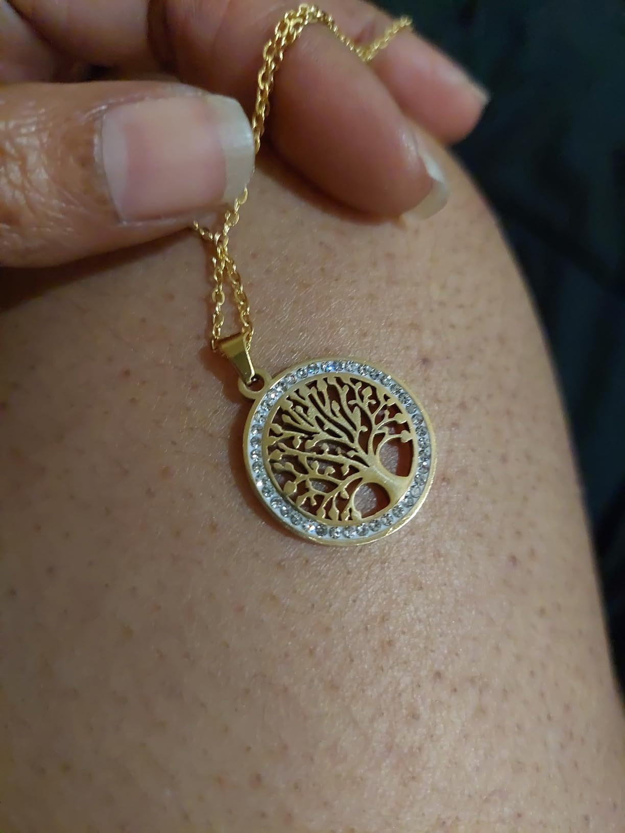 Dreamtimes Tree of Life Necklace for Women Stainless Steel Gold Color Clear Zircon Round Pendant Neck Chains Family Tree Fashion Charm Luxury Jewelry Wedding Gift customer photo 2