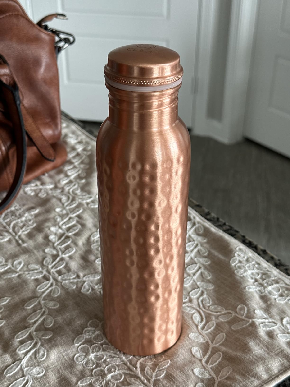 CLEO HOME 100% Pure Copper Water Bottle for Drinking, 34 Oz Hammered Ayurvedic Copper Bottle for Drinking Water | Leak-Proof & Eco-Friendly | For Yoga, Office, Travel with Canvas Carry Bag & Brush customer photo 2