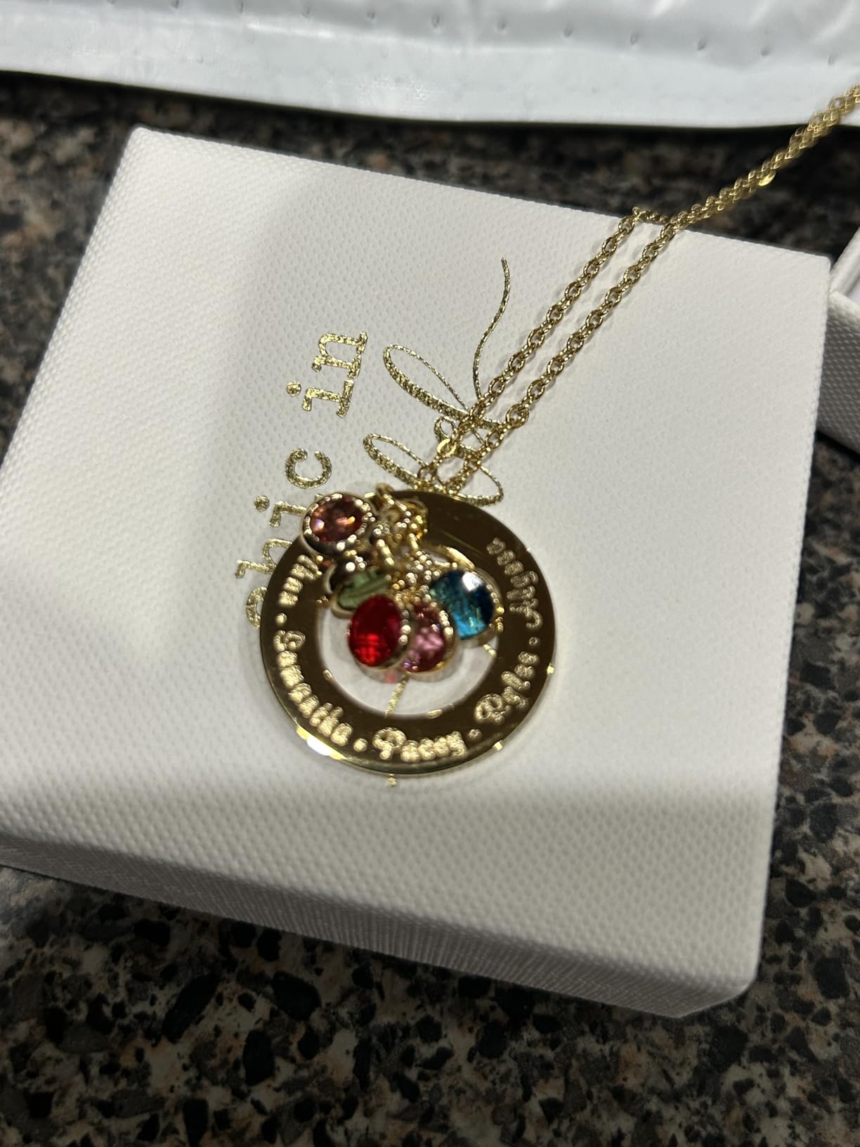 Birthstone Necklace for Mom, Personalized Necklace with Kids Names, Custom Family Jewelry for Wife, Grandma, Women, 1 2 3 4 5 Grandkids, Mother's Day & Birthday Gift, 18k Plated Gold, Rose, Silver customer photo 2