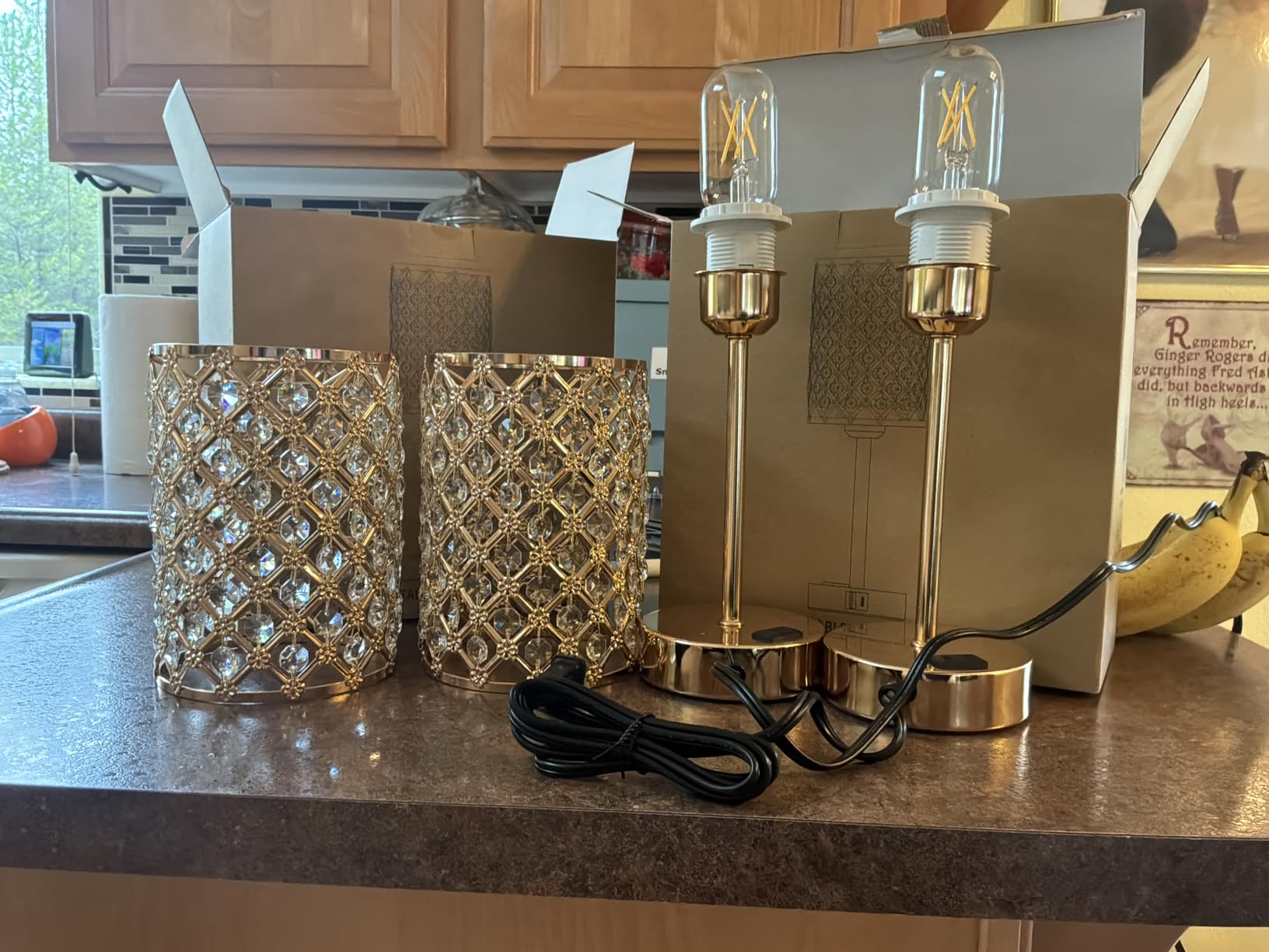 Hong-in Gold Lamps for Night Stands - Crystal Table Lamp with USB-C+A & AC Charging Ports, 3-Way Dimmable Nightstand Touch Lamp, Bedside Desk lamp for Bedroom Living Room Home Office customer photo 1