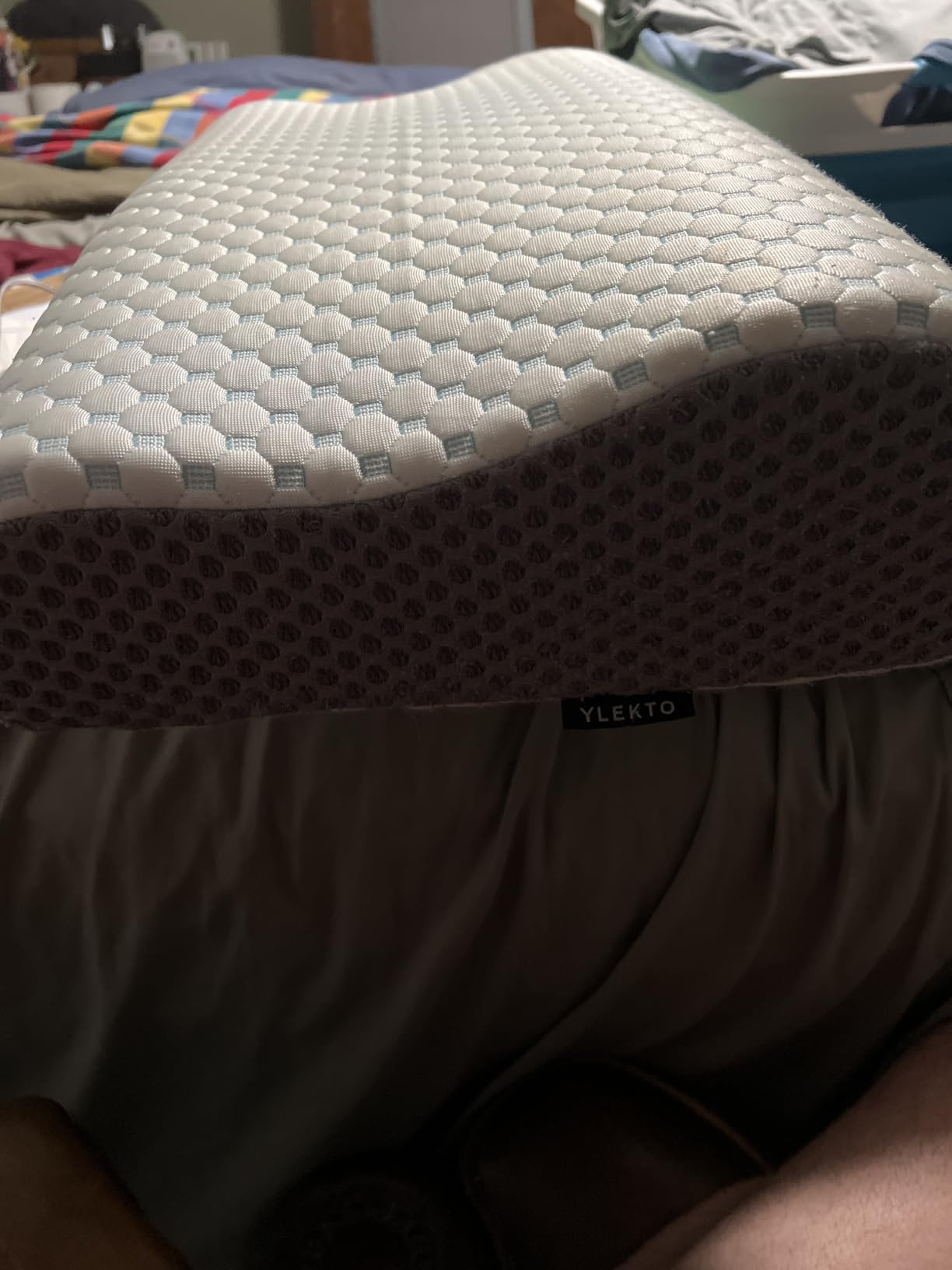 Cervical Pillow for Neck Pain Relief, Contour Memory Foam Pillows for Sleeping, Ergonomic Pillow Adjustable Orthopedic Cooling Pillow Bed Pillow Neck Support for Side Back Stomach Sleepers(Blue) customer photo 2