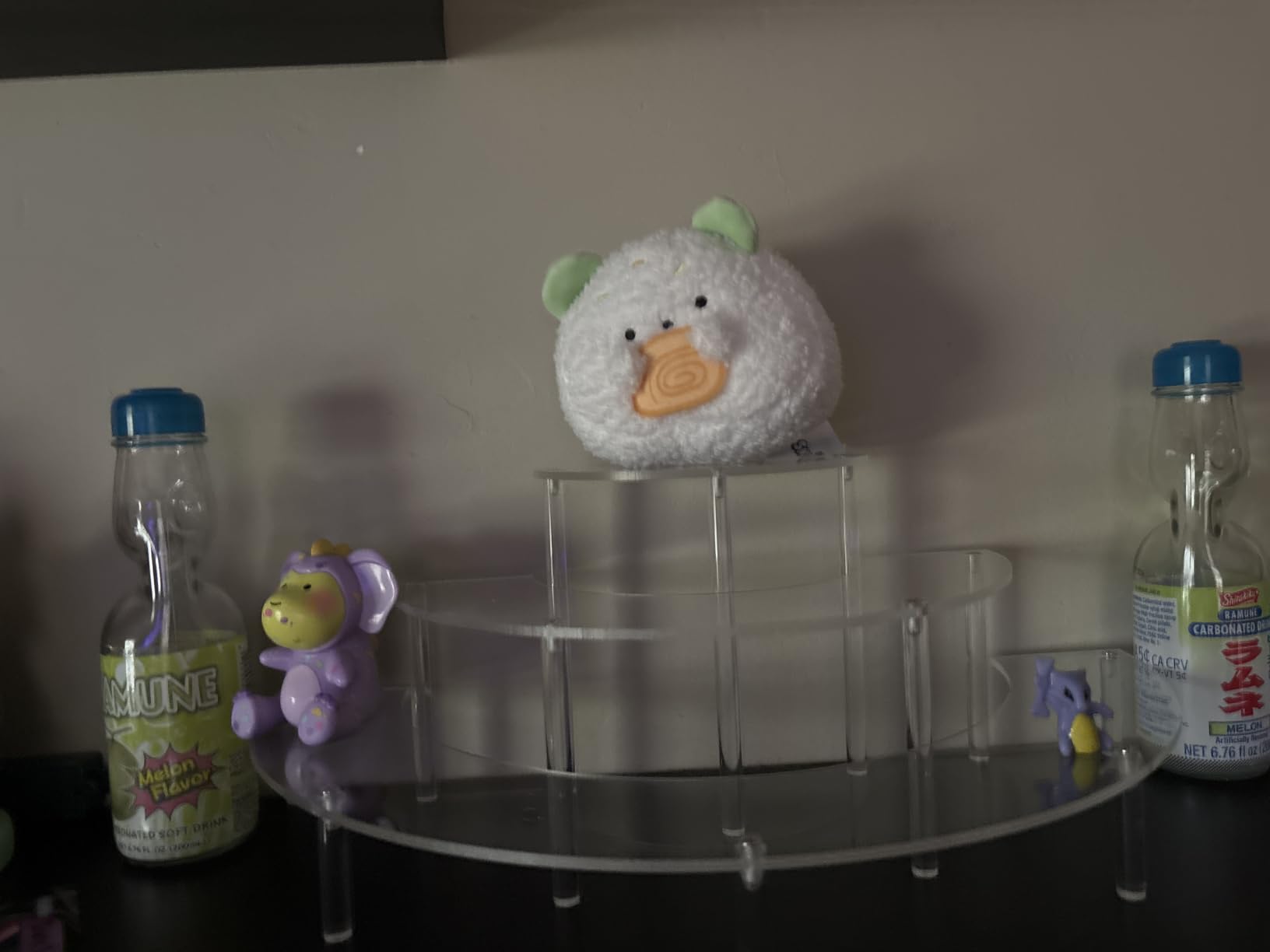 HENABLE Acrylic Display Risers, 3 Tier Clear Cupcake Perfume Stand Organizer, Half Moon Dessert Stand for Display, Food, Amiibo Funko POP Figure customer photo 2