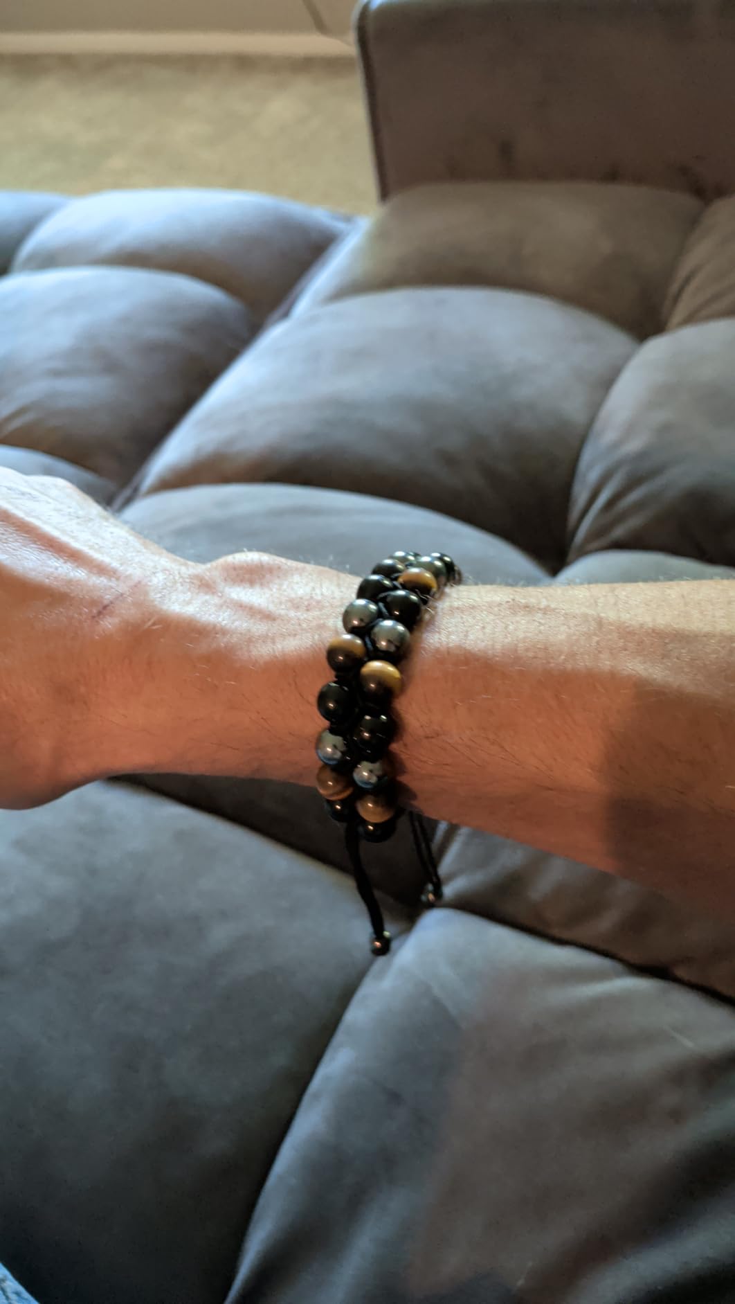 RTZN® Triple Protection Bracelet for Men - Premium Artisan Handcrafted Authentic Tiger Eye, Black Obsidian & Hematite Bracelet for Men - 8mm Protection Stones Mens Bead Bracelets customer photo 1