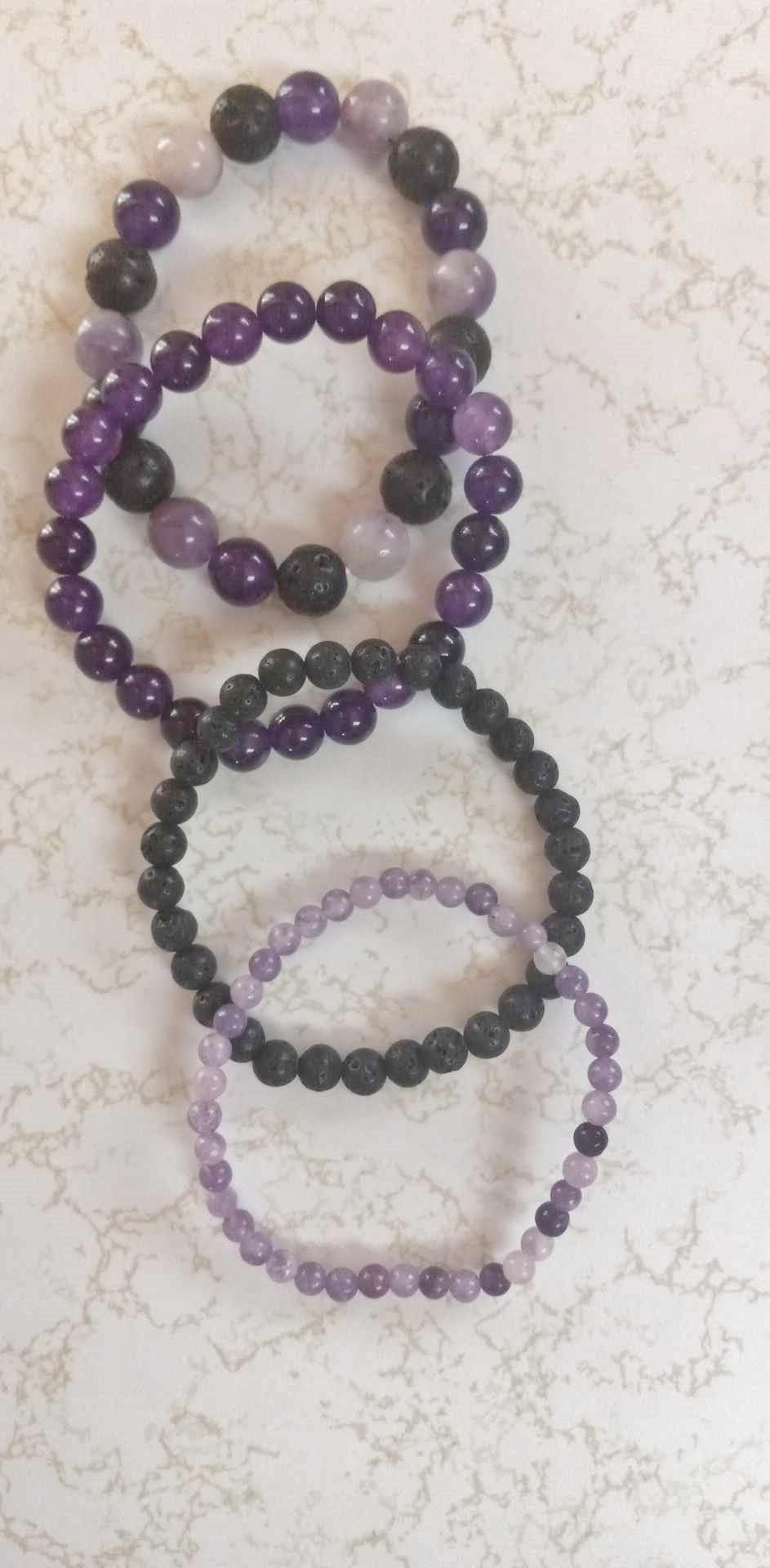Vinswet 4pcs Beaded Bracelets for Women,Natural Healing Crystal Gemstones Bracelet,Anxiety Stress Relief Bracelet Handmade purple Jewelry Gifts for Women customer photo 2