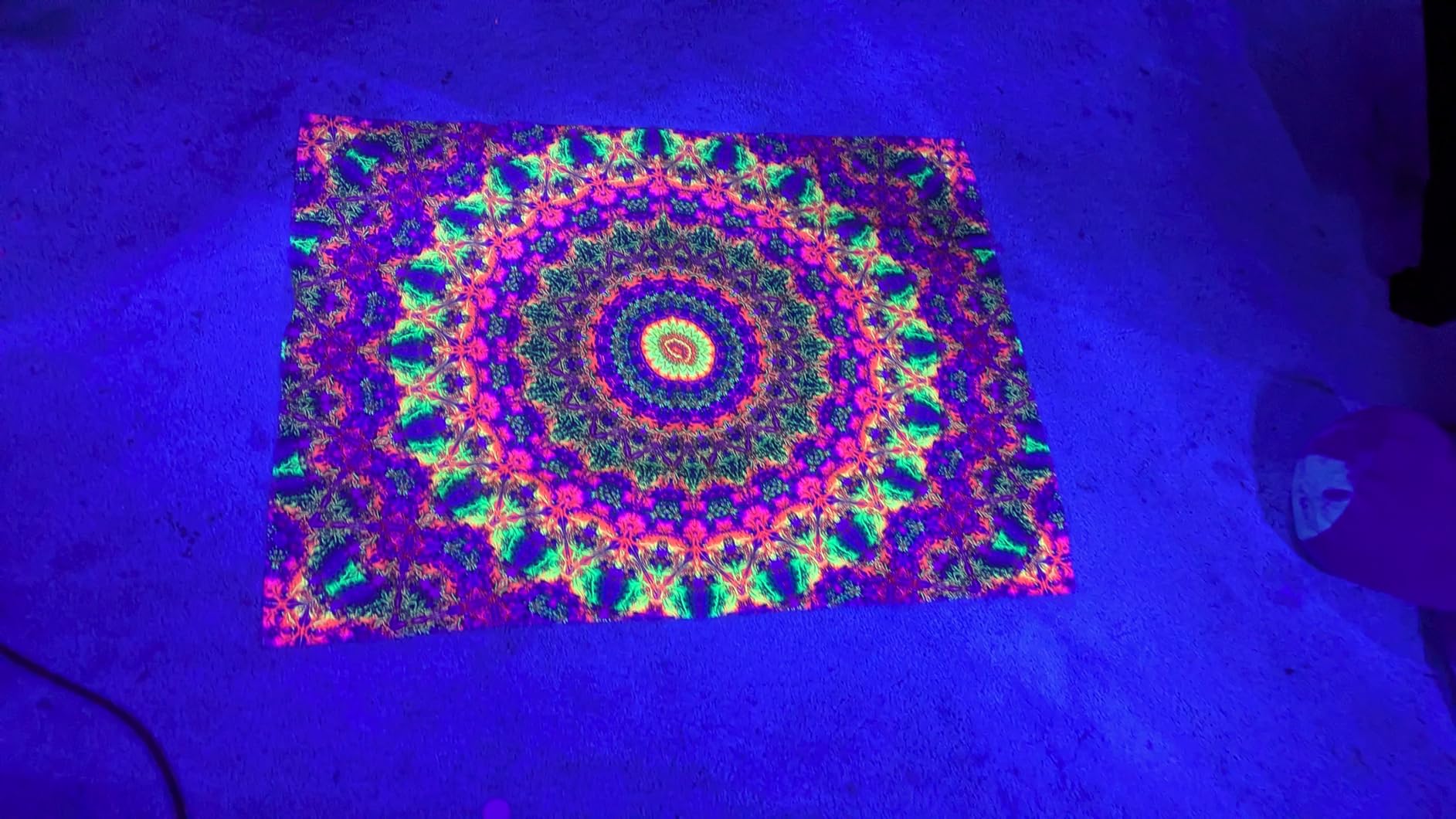 PSYHILAR Blacklight Trippy Mandala Tapestry, Boho Black Light Posters for Adults UV Reactive Room Decor for Bedroom Wall (60 x 50 Inches) customer photo 1