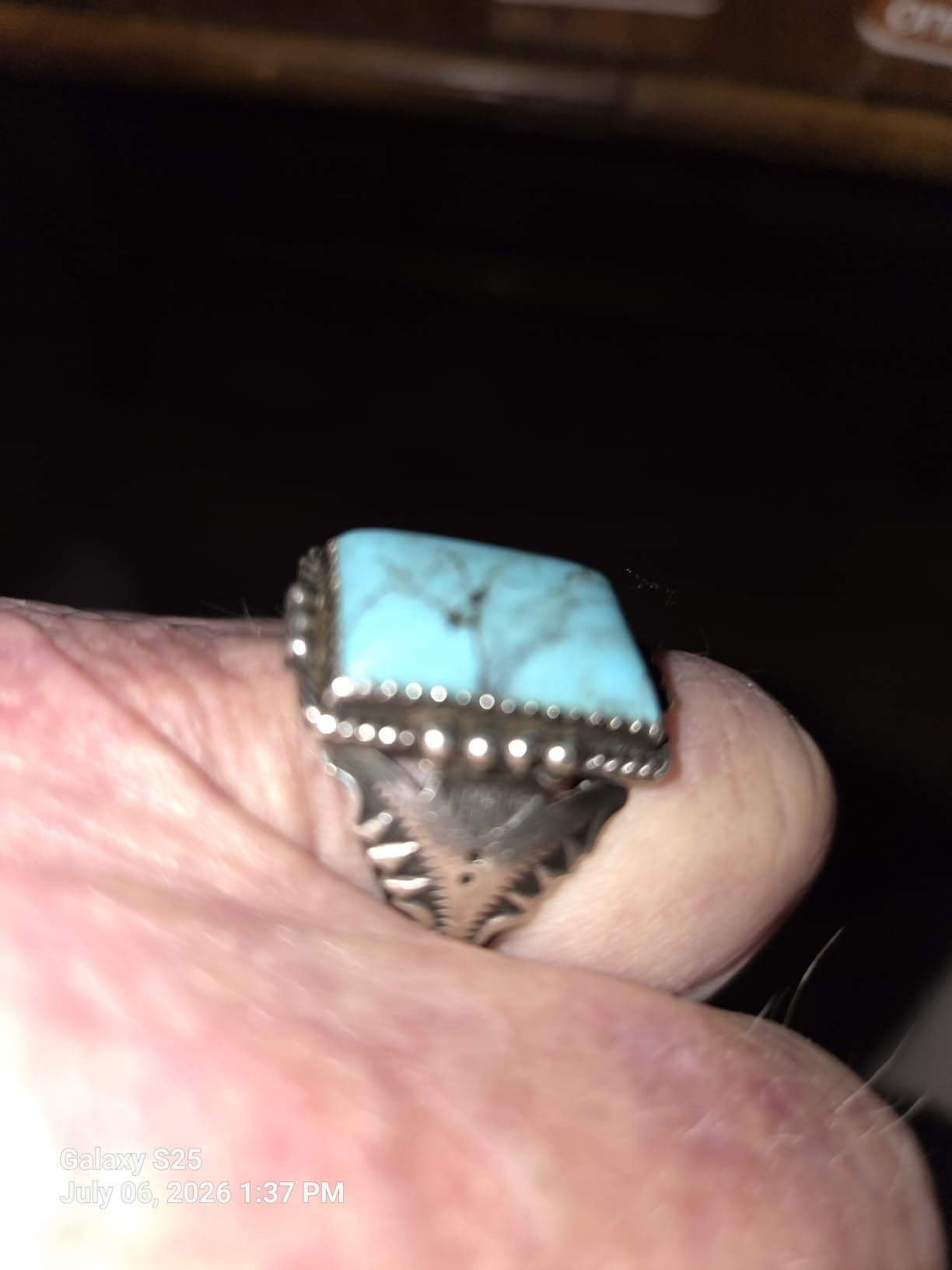 Natural Turquoise Rings for Women Sterling Silver Western Boho Style Statement Ring Genuine Gemstone Rings Jewelry Gift for Birthday Mother's Day Christmas. customer photo 2