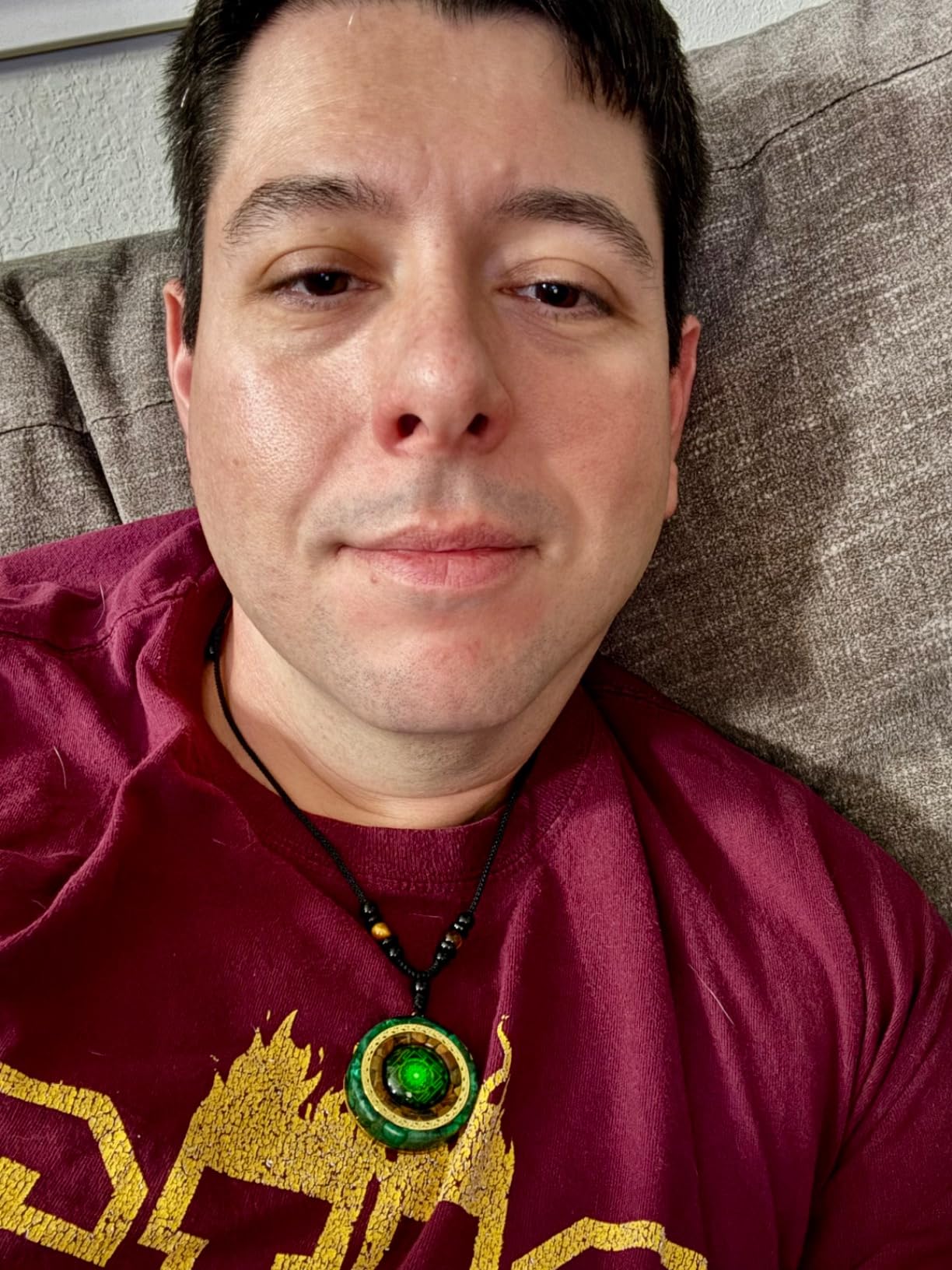 Orgonite Necklace - Sri Yantra Rotatable Pendant For Anti Stress Anxiety & Meditation - Malachite And Tiger Stone customer photo 2