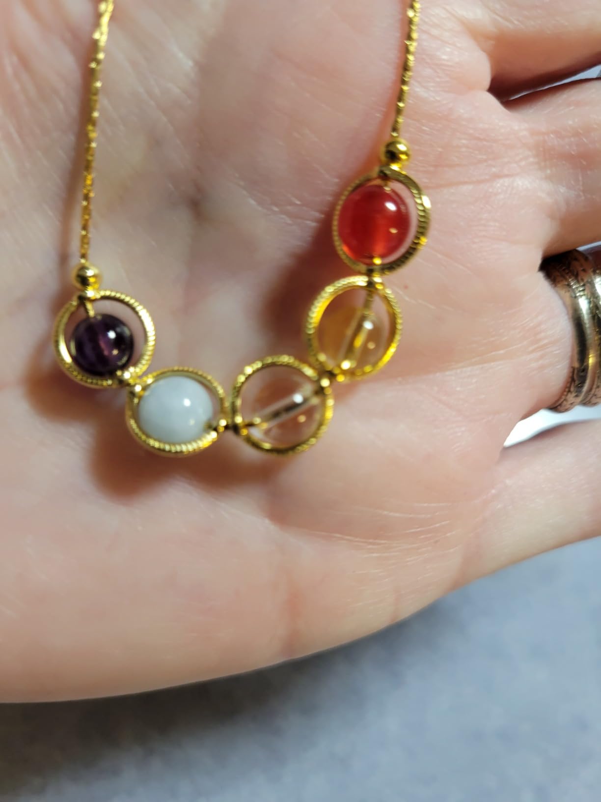 Natural Stone Zodiac Necklace Gifts for Women Girls 12 Constellations Healing Crystal Beads Necklace Birthday Zodiac Gift Horoscope Spiritual Necklaces Gifts for Friend Her customer photo 2