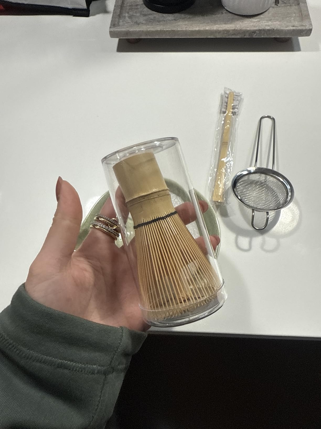 Ochcahser Matcha Set, 17 OZ Matcha Bowl, Matcha Kit for Matcha Lovers. | 5 Pce Japanese Matcha Whisk Set Includes Bowl with Spout, Whisk Holder, Bamboo Whisk and Scoop, Sifter, Great Matcha Gift. customer photo 1