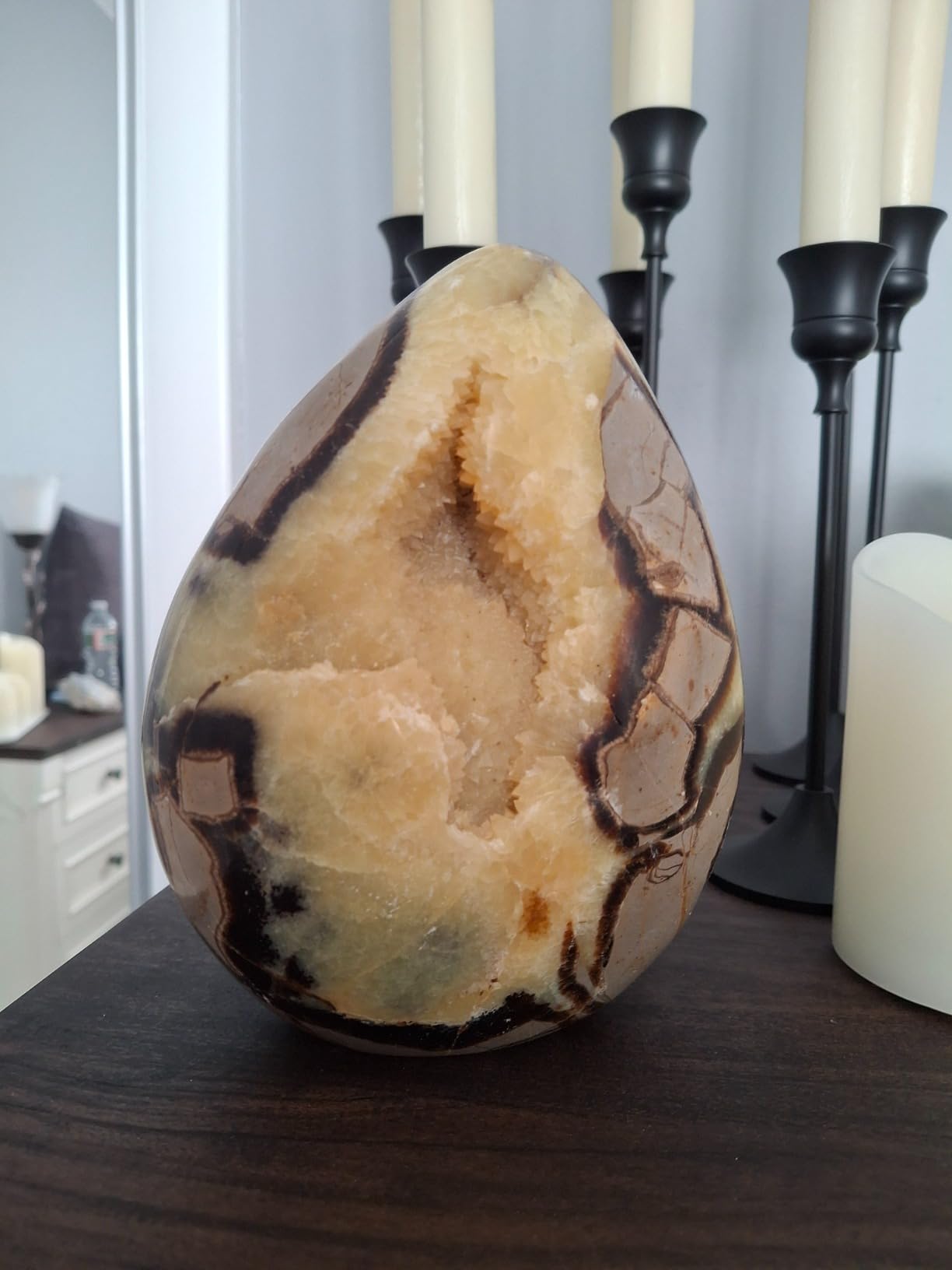 Septarian Geodes Large Healing Crystal Stones Rock Cluster Septarium Druzy Irregular Home Decoration Specimen 1.5-2 Lbs customer photo 1