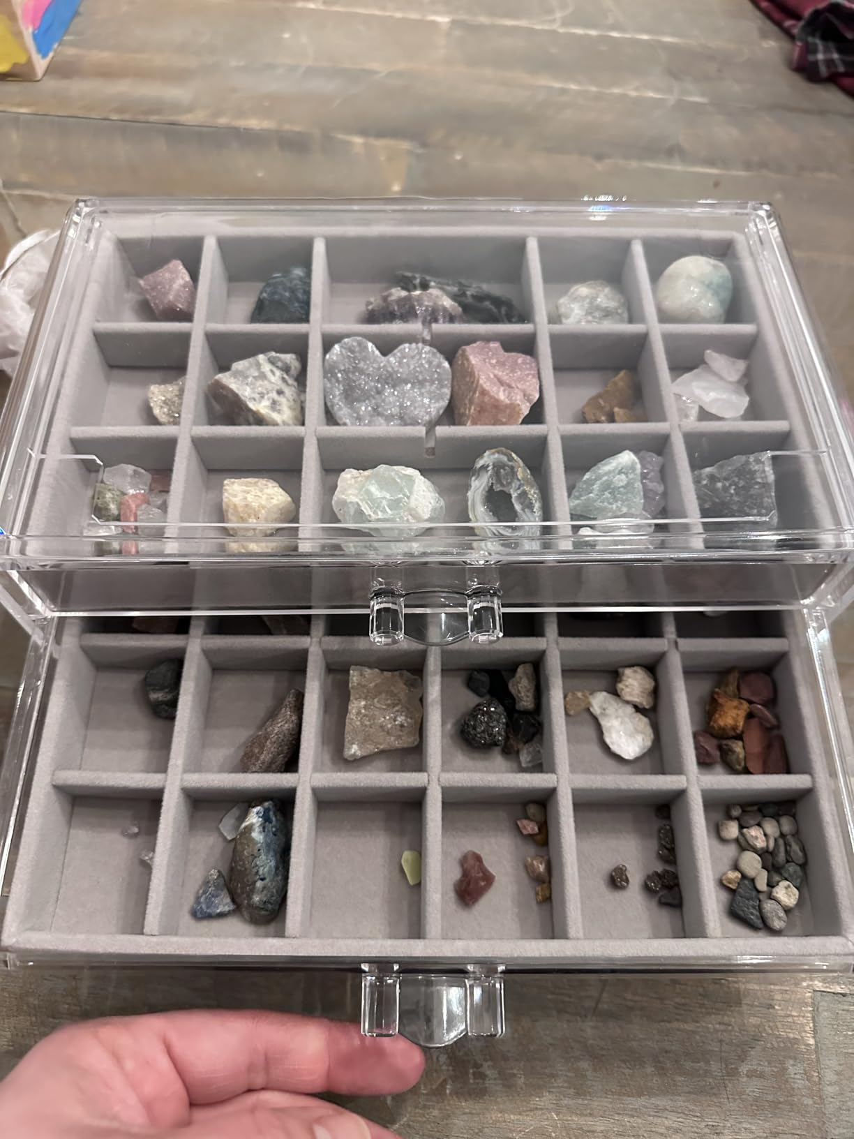 Rock Display Case, Rock Collection Box for Kids & Adults | Crystal Display Shelf, Organizer & Case for Gemstone, Fossil, Mineral | Rock Collection Display Case for All Collectibles customer photo 2