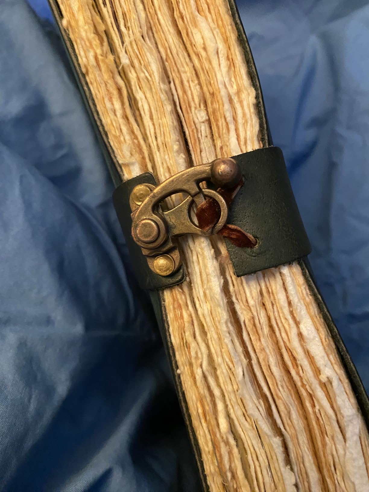 LEATHER VILLAGE Vintage Leather Bound Journal, Grimoire Book of Shadows | 7x5 in, 200 pages of blank deckle edge cotton paper, antique lock closure spell book, sketchbook and witchy gift customer photo 1