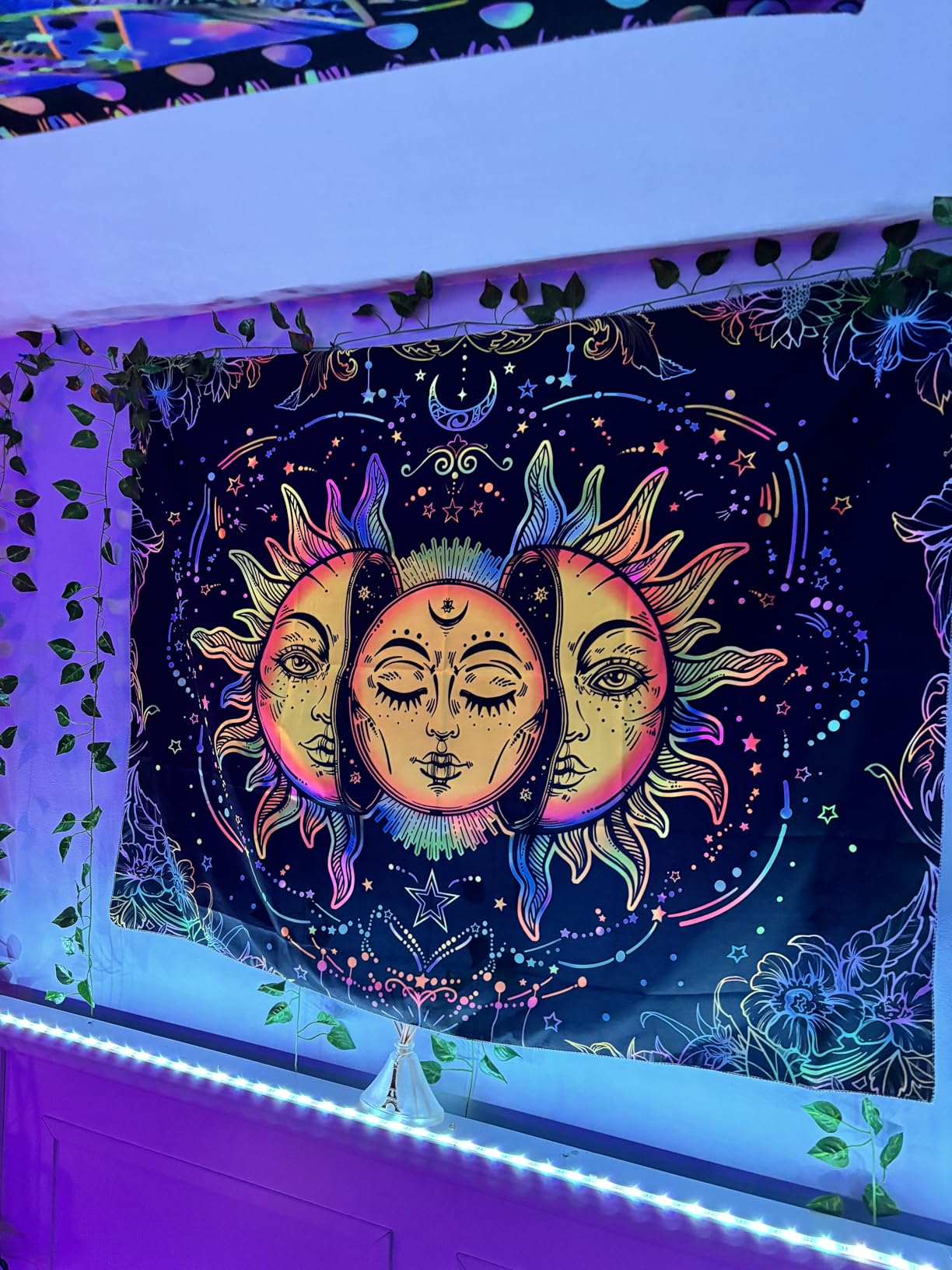 Lifeella Black and White Sun and Moon Tapestry, Burning Sun Tapestries Aesthetic Mystic Wall Hanging for Bedroom Decor 36x48 inch customer photo 1