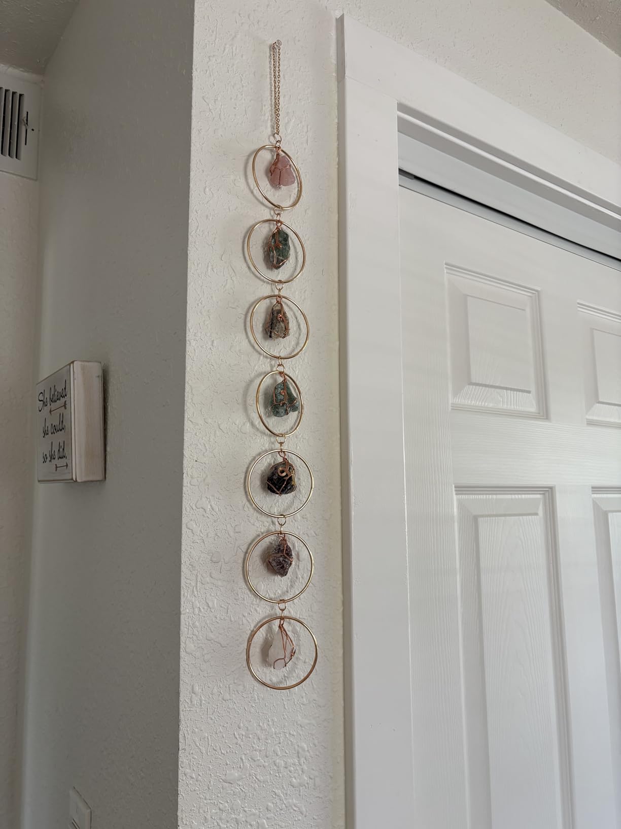 Chakra Hanging Crystals Suncatcher Healing Crystal Decor Chakra Wall Decor | Natural Raw Stones Hanging Ornament, Crystal Wall Hanging for Home Window Entryway Hallway Feng Shui Yoga Meditation Gift customer photo 2