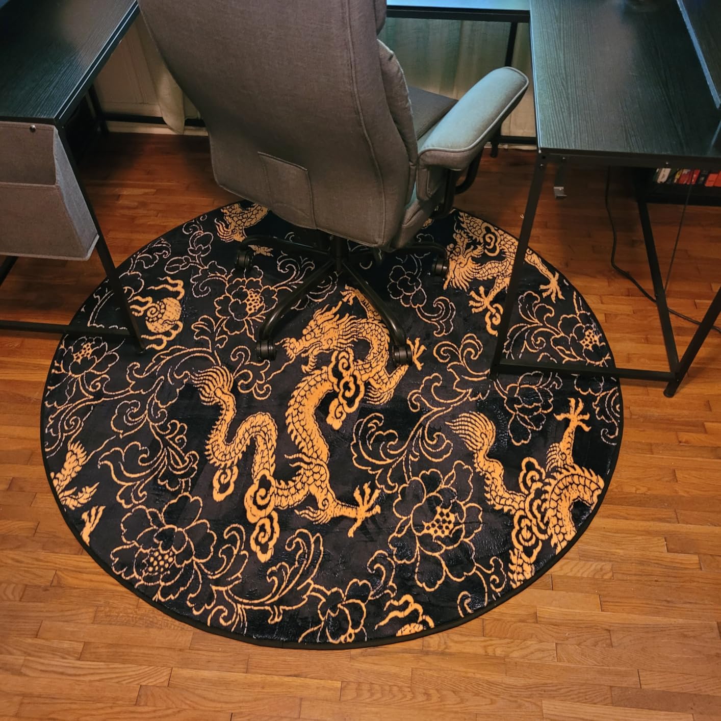 Colorful Mandala Round Area Rug 5Ft Ethnic Boho Flower Circle Floor Mat | Non-Slip Soft Washable for Bedroom Living Room Indoor Outdoor Nursery customer photo 2