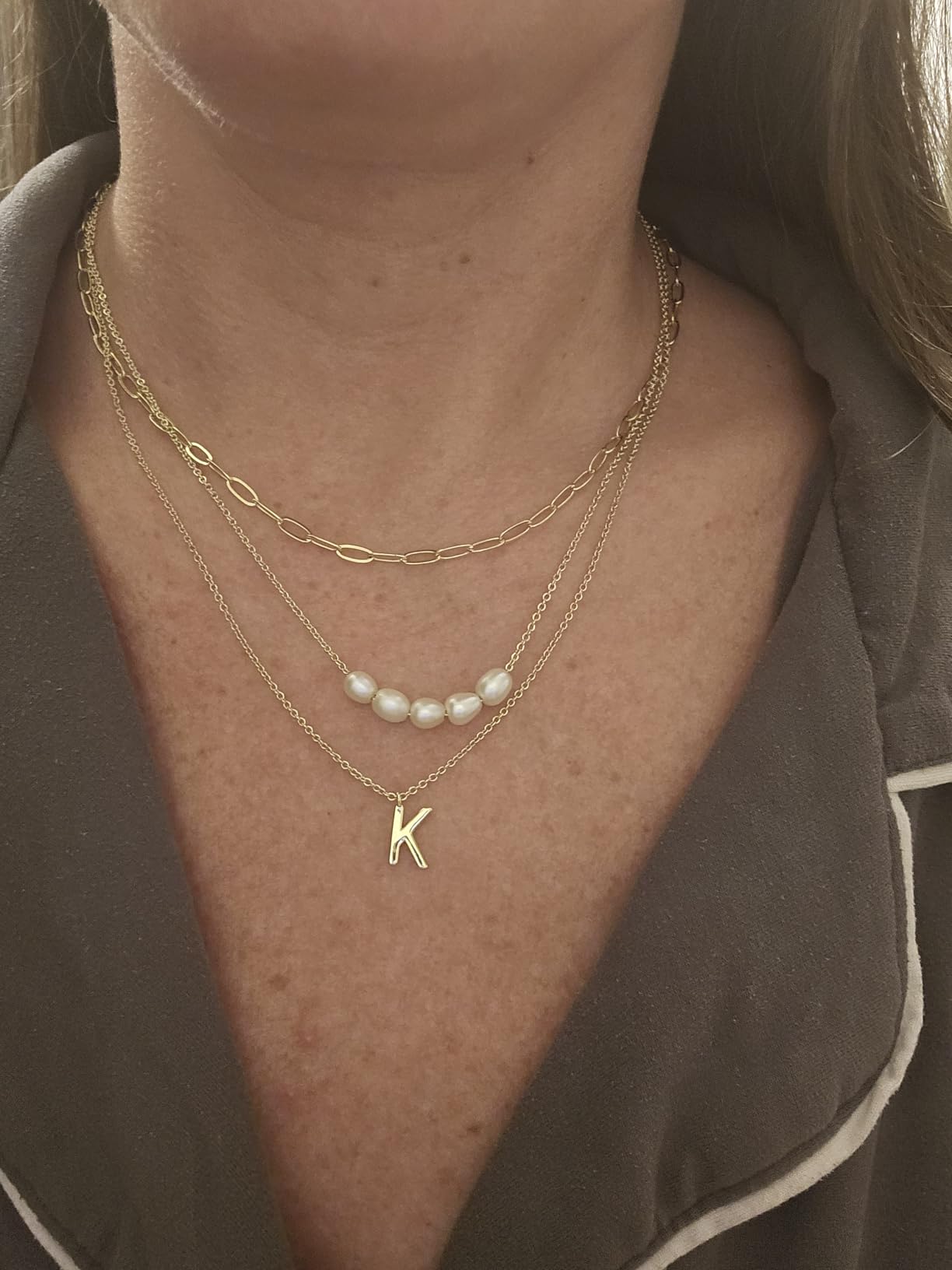 HANLI Initial Necklaces for Women - 14k Gold Plated Dainty Letter Necklace Alphabet A-Z Necklace Personalized Monogram Name Necklaces for Women Jewelry Gifts for Her customer photo 2