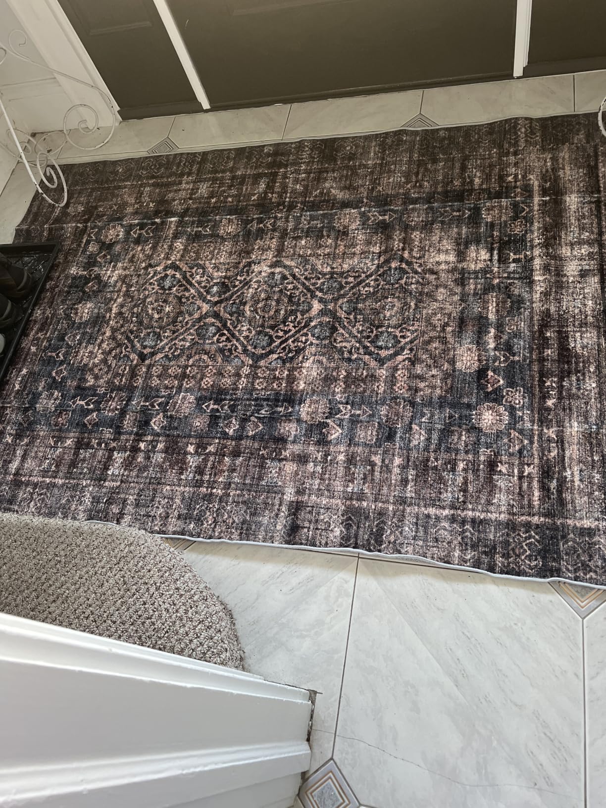 CHAMPLANT Washable Vintage Area Rug 6'x9' Boho Beige Blue Chic Medallion Distressed Design Non-Shedding Easy Care Ideal for High Traffic Areas in Living Room Bedroom Kitchen Office Large Carpet customer photo 1