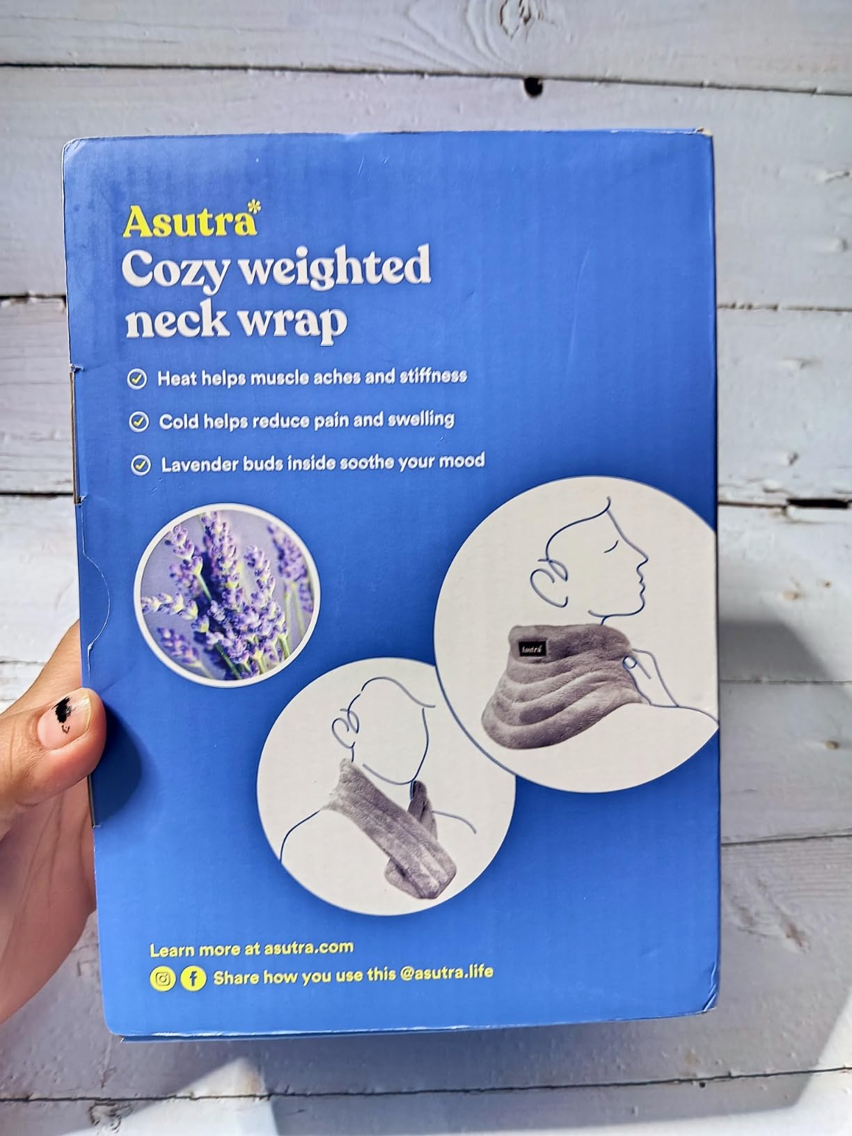 ASUTRA Weighted Neck Wrap, Plush Gray | Microwaveable Heating Pad for Neck and Shoulders, Hot and Cold Compress, Lavender Aromatherapy customer photo 1