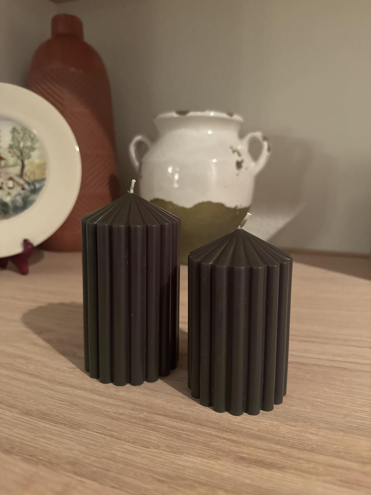 Conelist Set of 3 White Ribbed Pillar Candles Soy Wax Scented Ribbed Candle | 2.8, 4.2 and 5.1 Inches Heights, Decorative Romantic Wedding Decoration, Couple Home Birthday Gift customer photo 1