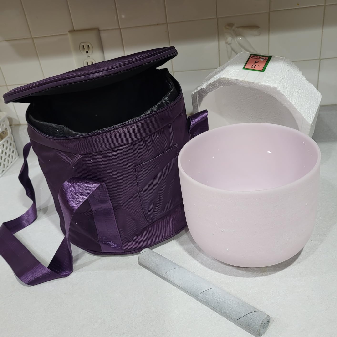 Portable Thicken Singing Bowl Carry Bag With Handle Carrying Cases Padded Travelling Bag Yoga Singing Bowl Carriers Bag, 8 inches customer photo 1