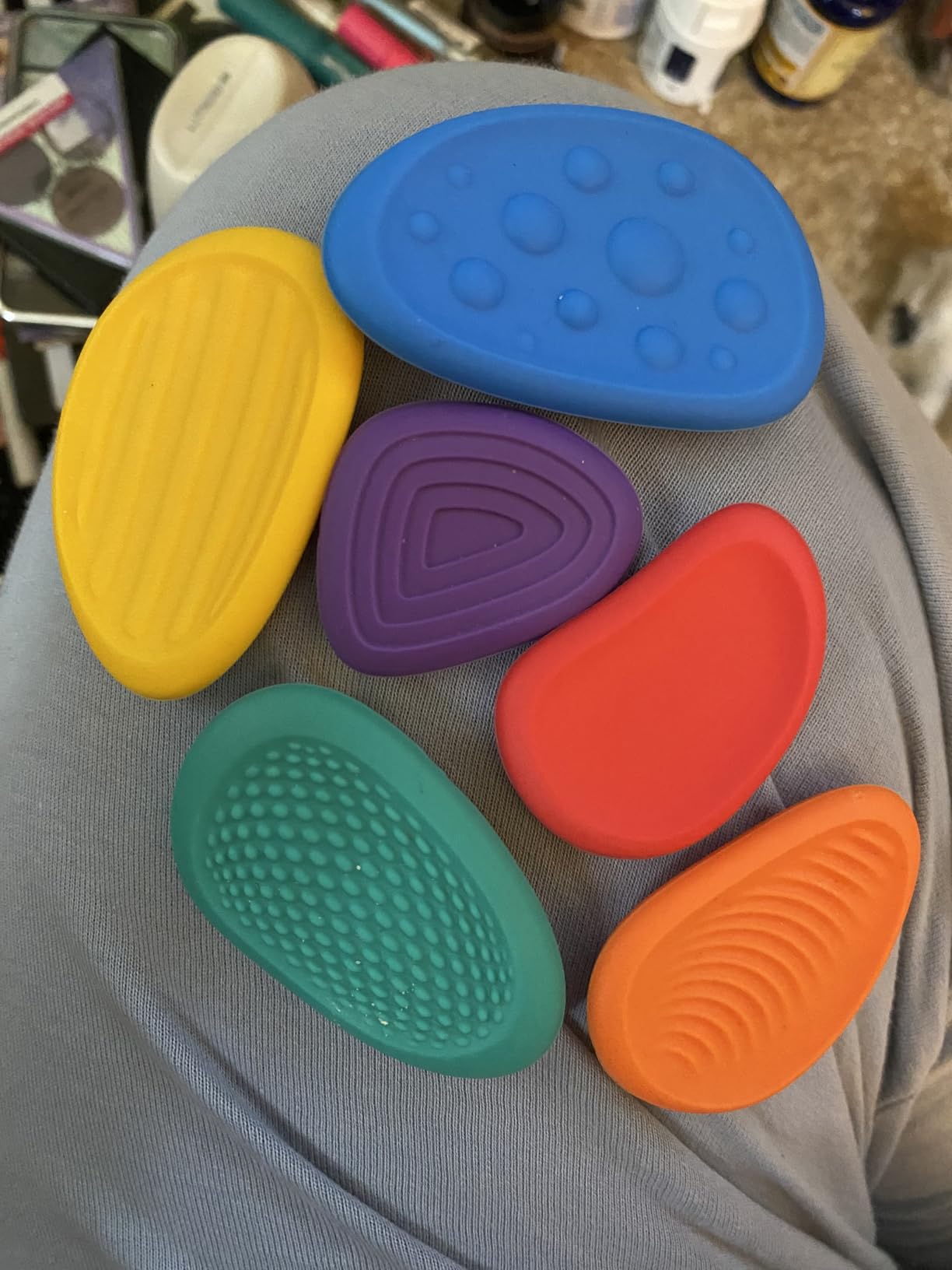 Fidget Toys Sensory Stone for Kids: 6 Pack Textured Soft Worry Stone for Autism Kids Calming - Fidget Stress Toys for Students Stress Relief - Small Prizes Fidget Toys customer photo 1