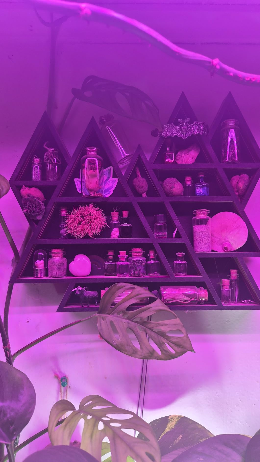 Triangle Mountain Crystal Shelf Display, Trinket Shelf, Rock Display Case | Wooden Triangle Rock Gem Stone Storage Holder, Meditation Room Decor, Spiritual Gift, Wall Hanging customer photo 1