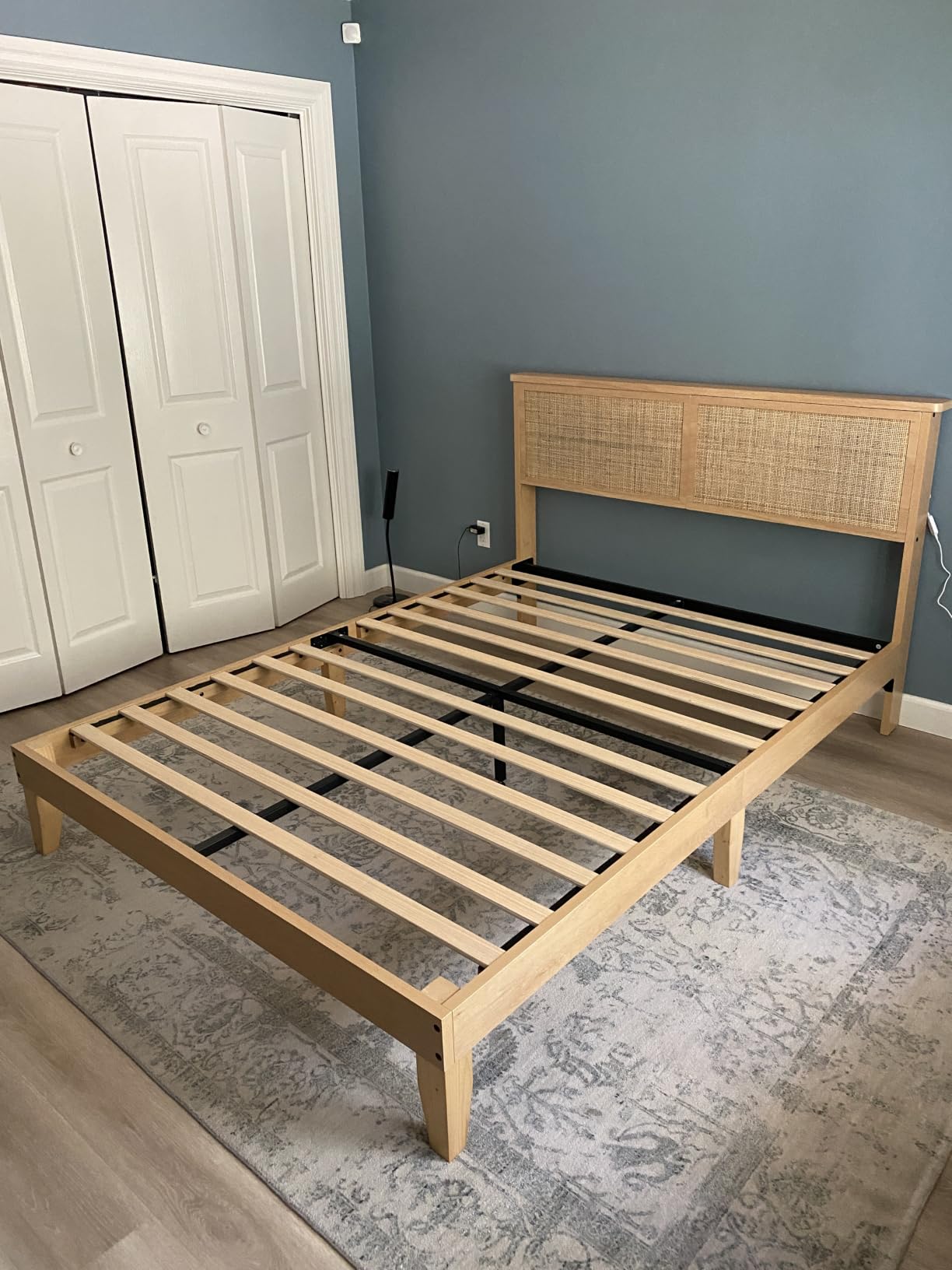 coucheta Bohemian Queen Rattan Bed LED Natural Headboard Bedroom customer photo 2