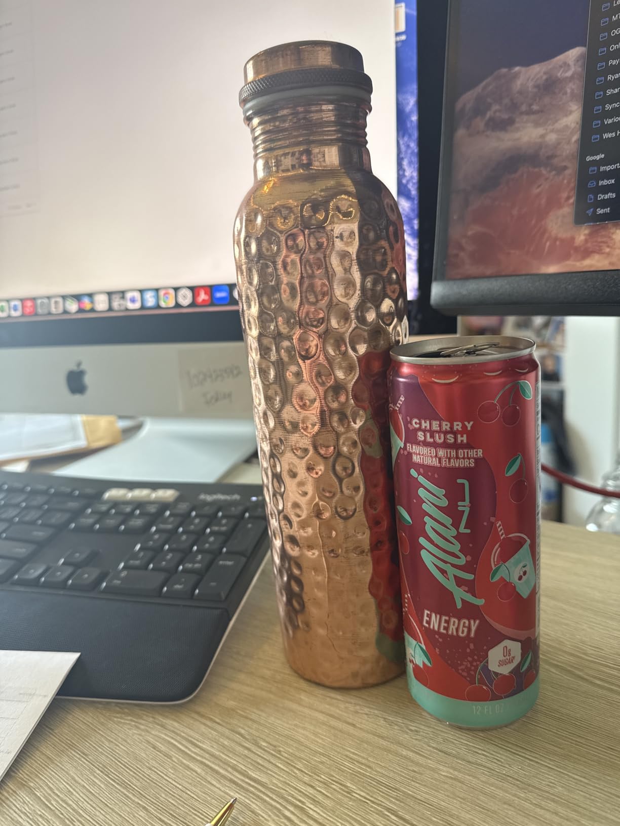 100% Pure Copper Water Bottle for Drinking - Extra Large 34 Oz Wide Mouth, Hammered Ayurvedic Copper Water Bottle - Handcrafted Leak-Proof Vessel, Reusable, BPA-Free & Travel Friendly customer photo 1
