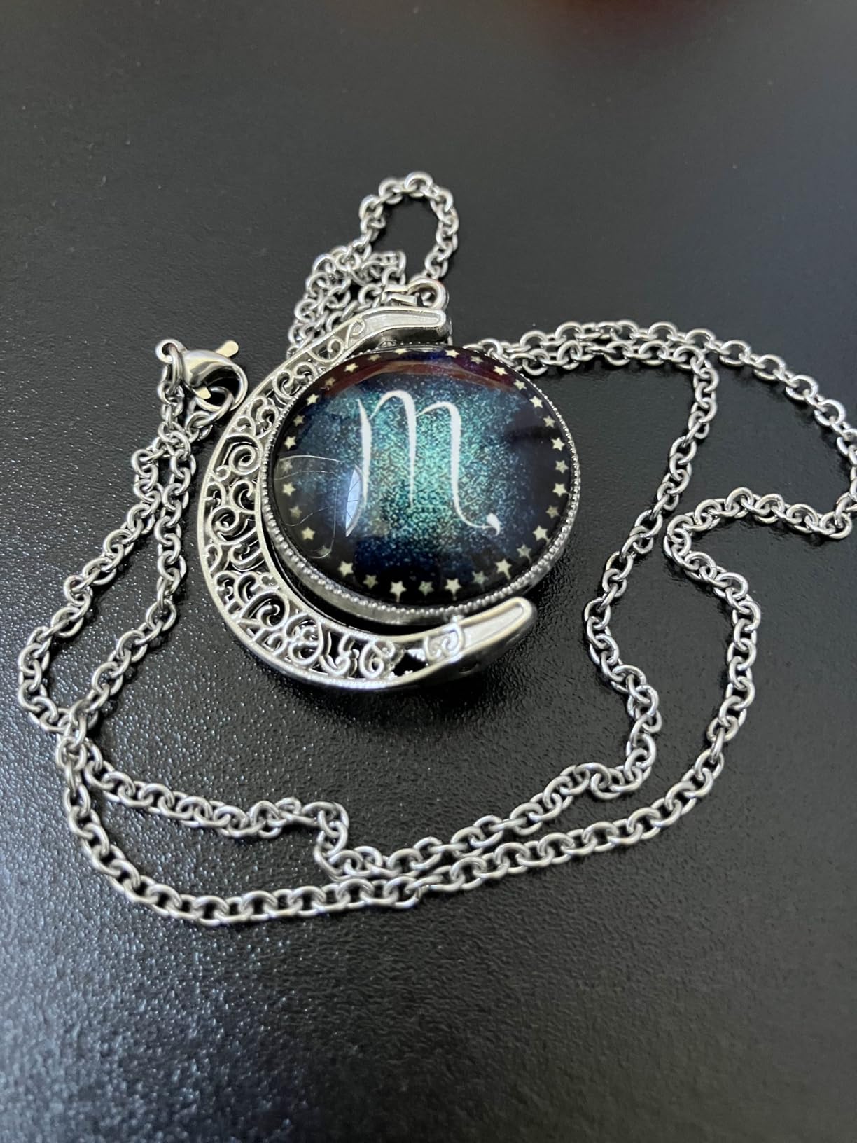 Witchy Zodiac Sign Gothic Moon Necklace for Women Trendy Jewelry, Astrology Whimsigoth Statement Pendant, Vintage Boho Accessories, Alt Whimsical Birthday Gifts customer photo 1