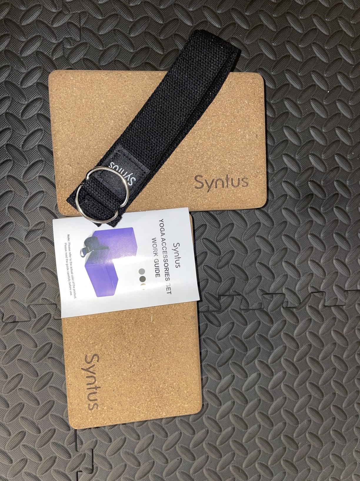 Syntus Yoga Block & Strap Set for Fitness, Pilates, Stretching and Toning | Natural Cork, 9x6x4 in, Eco-Friendly, Strong Support, Easy to Grip, Anti-Slip customer photo 1