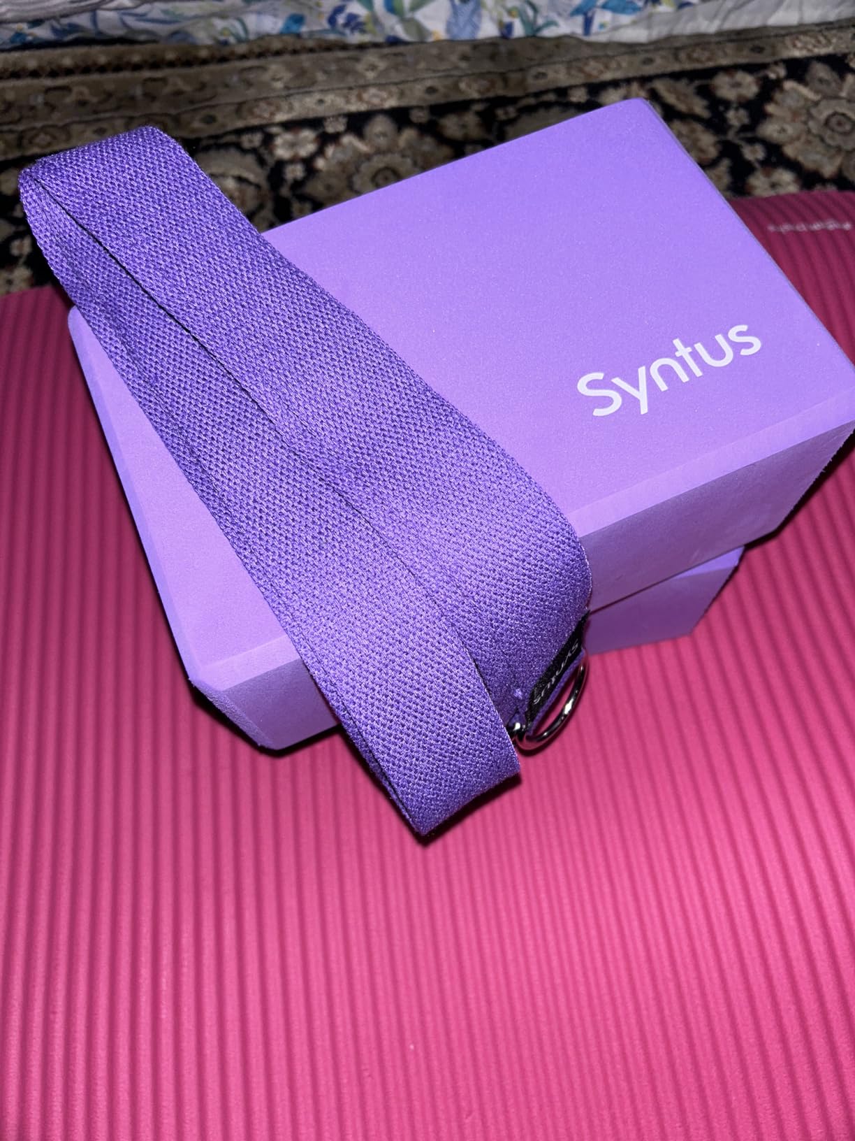 Syntus Yoga Block & Strap Set for Fitness, Pilates, Stretching and Toning | Natural Cork, 9x6x4 in, Eco-Friendly, Strong Support, Easy to Grip, Anti-Slip customer photo 2