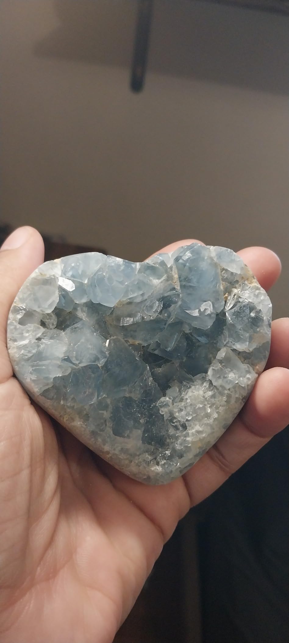 Extra Large Blue Celestite Geode Heart Healing Crystal Stone Collection Mineral Specimen with Stand Home Office Decor 1.3-1.7 Pound customer photo 1