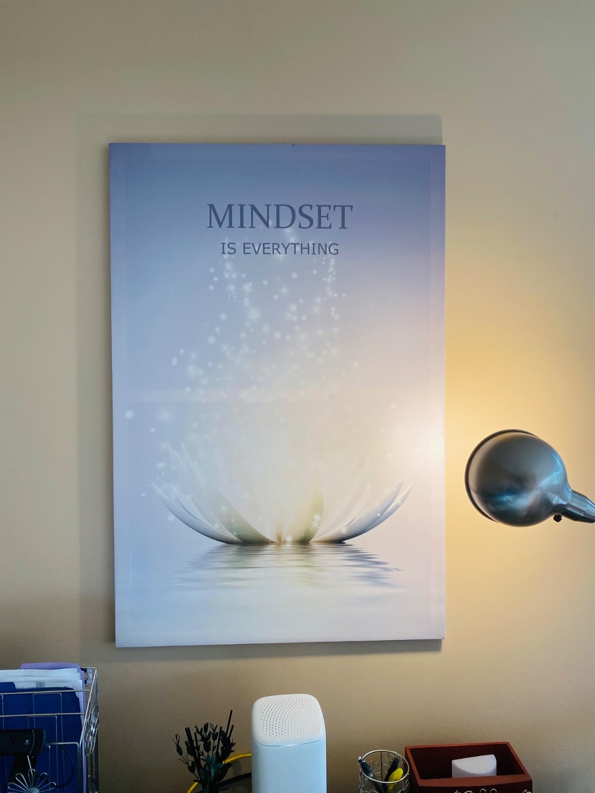 Lotus Flower Wall Art Inspirational Canvas Prints Inhale Exhale Yoga Quotes Poster Positive Relax Prints Pictures for Zen Office Wall Decor Framed Artwork Ready to Hang (12.00