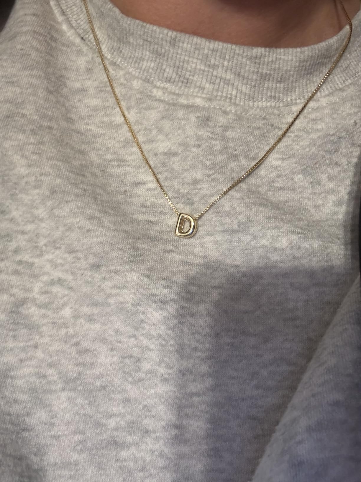 14K Gold Plated Bubble Letter Necklace, Tarnish Free and Waterproof Dainty Initial Necklace for Women, Trendy Personalized Gold Jewelry Gift for Her customer photo 2