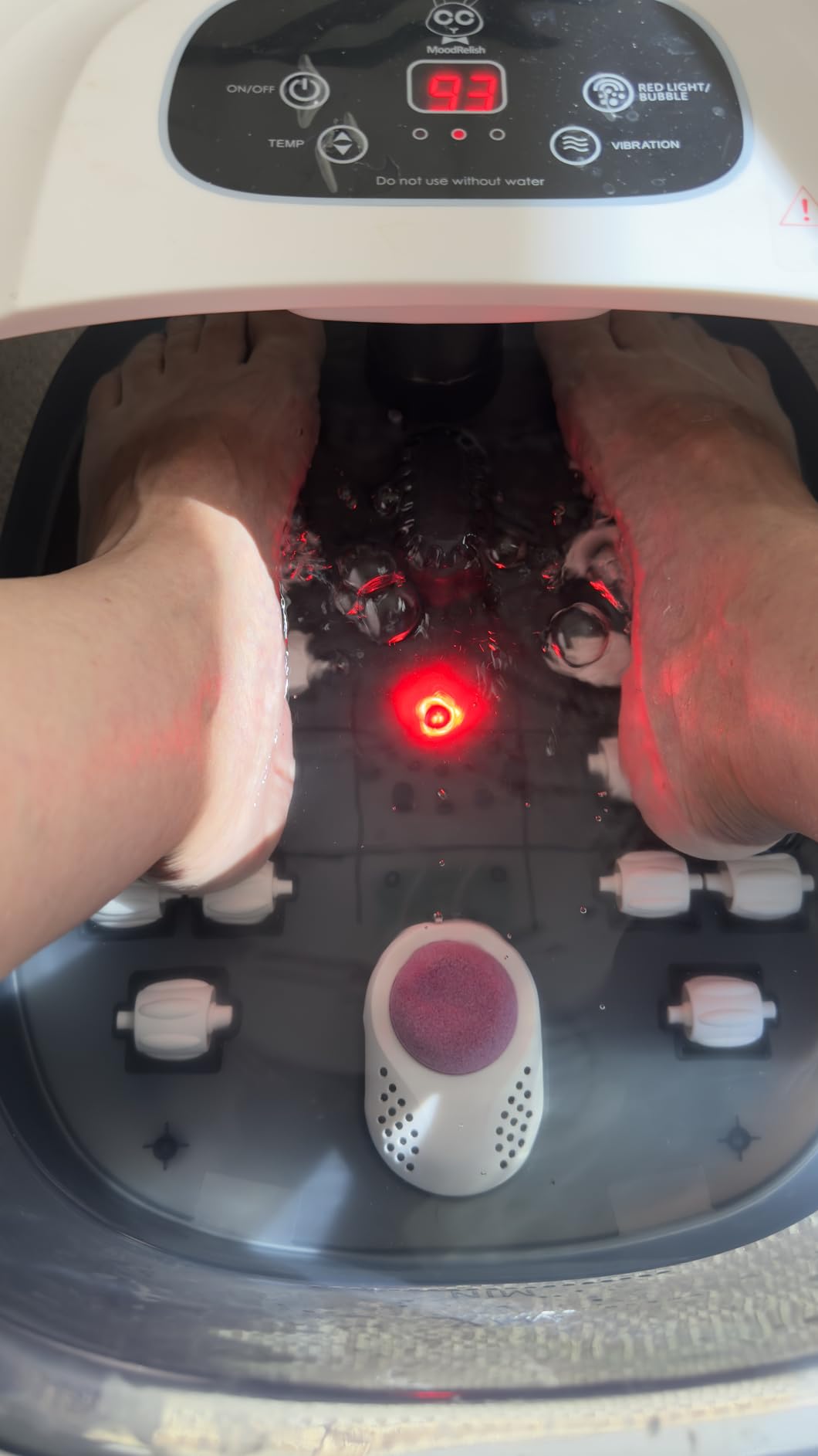 Foot Spa Bath Massager with Heat Bubbles and Vibration Massage and Jets, 16 OZ Calming Lavender Foot Soak Epsom Salt, MoodRelish Foot Soaker with Red Light, 22 Massage Rollers, Adjustable Temp - Black customer photo 1