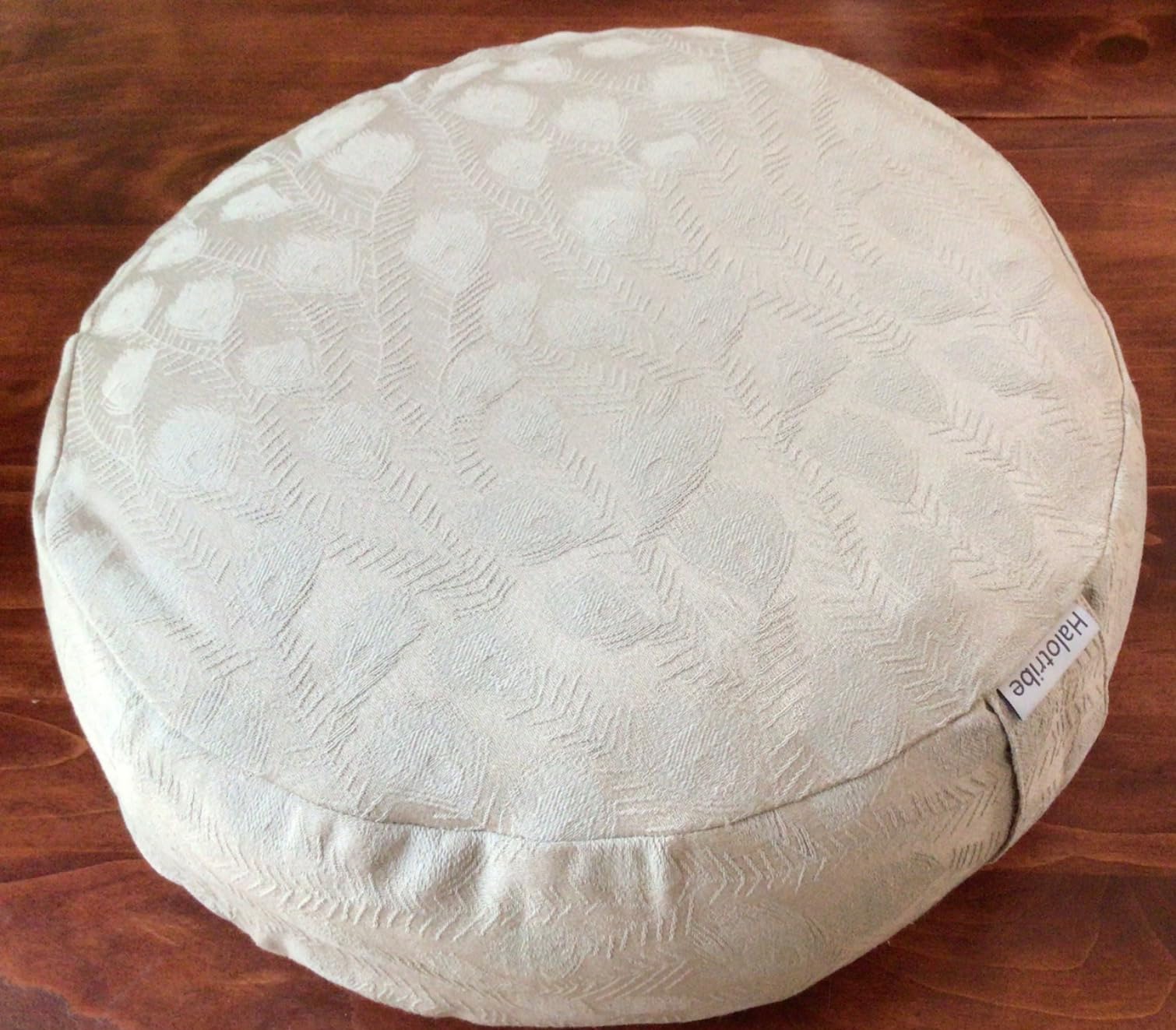 Meditation Cushion, Comfortable Meditation Pillow with Peacock Feather Jacquard Cover. Buckwheat Hull Filled Zafu Floor Pillow 16 * 16 * 5 in customer photo 2