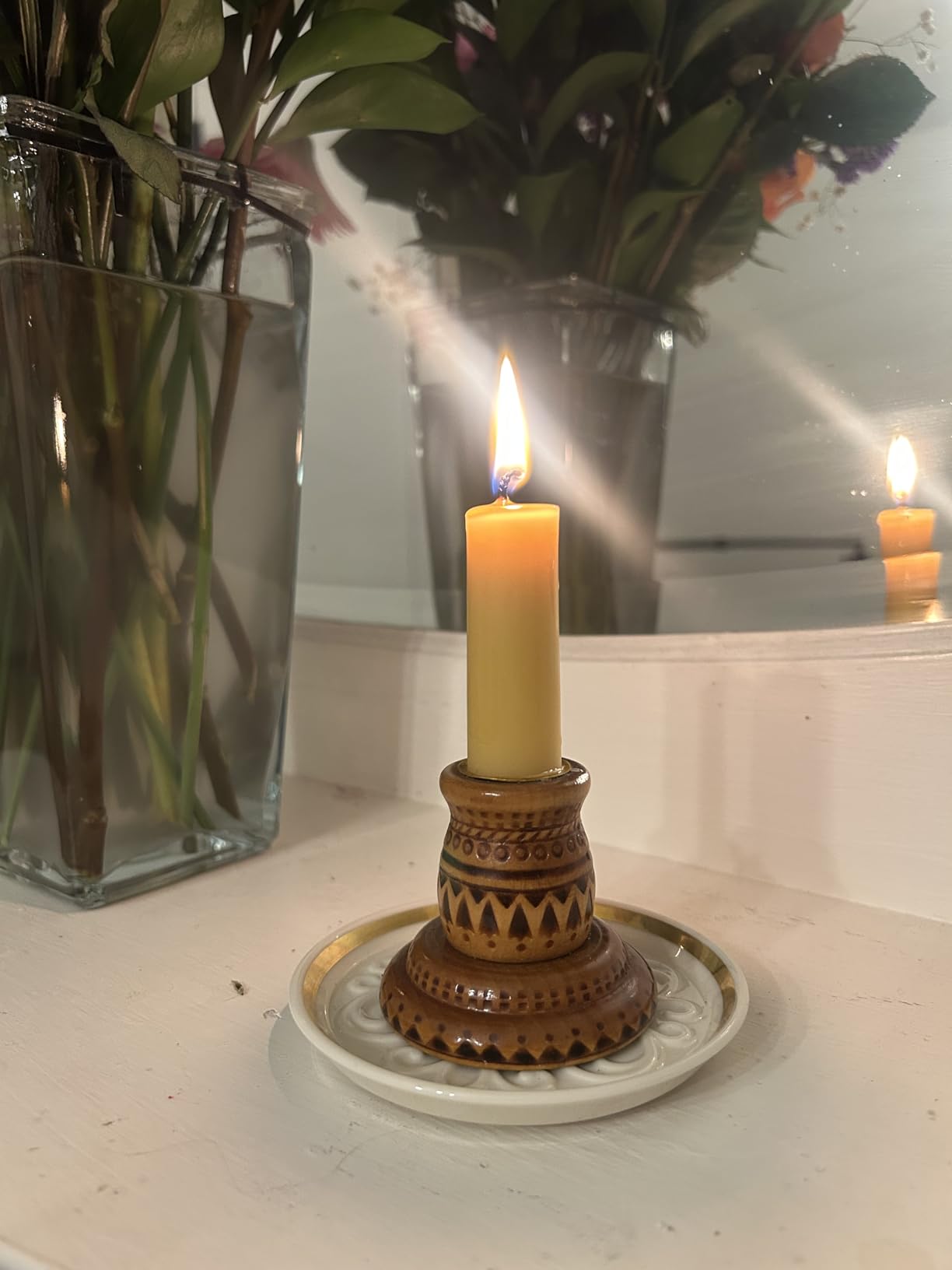 Beeswax Taper Candles,Pure Bees Wax Candle Sticks,8 Inch,12 Pack,Non-Toxic | 100% natural,8 H long clean burning, unscented,smokeless tapered candlesticks for home,dinner,table,prayer,wedding,church customer photo 1