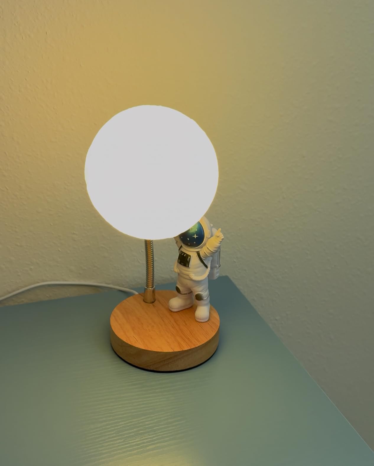 Moon Lamp for Kids, Space Buddy Lights with 7 Colors, Astronaut Night Light | USB Powered, Button Control, 3D Moon Table Lamp, Space-Themed Decor, Perfect for Bedroom, Nursery and Space Parties, Galaxy customer photo 2