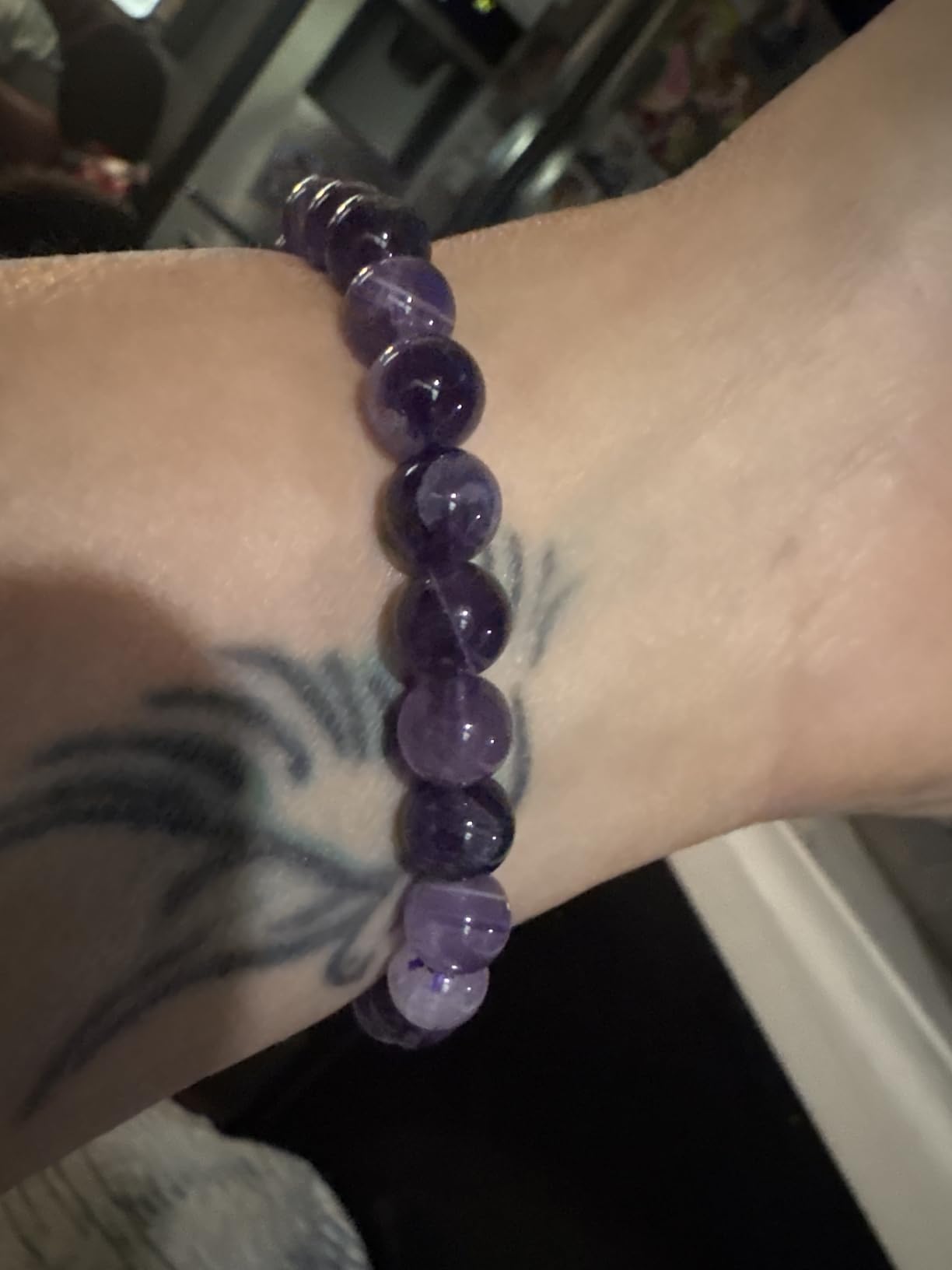 AD Beads Handmade Gemstone Stretch Elastic Bracelet Crystal Reiki Nature's Beauty and Spiritual Essence Unisex (4mm, Dream Amethyst (Third-Eye Energy)) customer photo 1