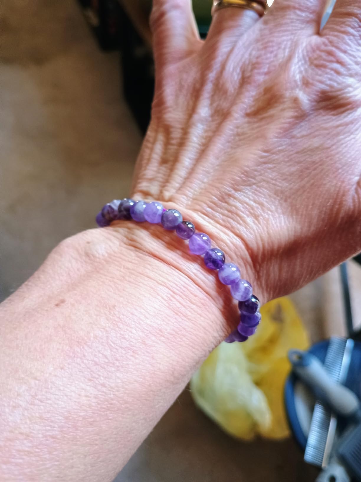 AD Beads Handmade Gemstone Stretch Elastic Bracelet Crystal Reiki Nature's Beauty and Spiritual Essence Unisex (4mm, Dream Amethyst (Third-Eye Energy)) customer photo 2