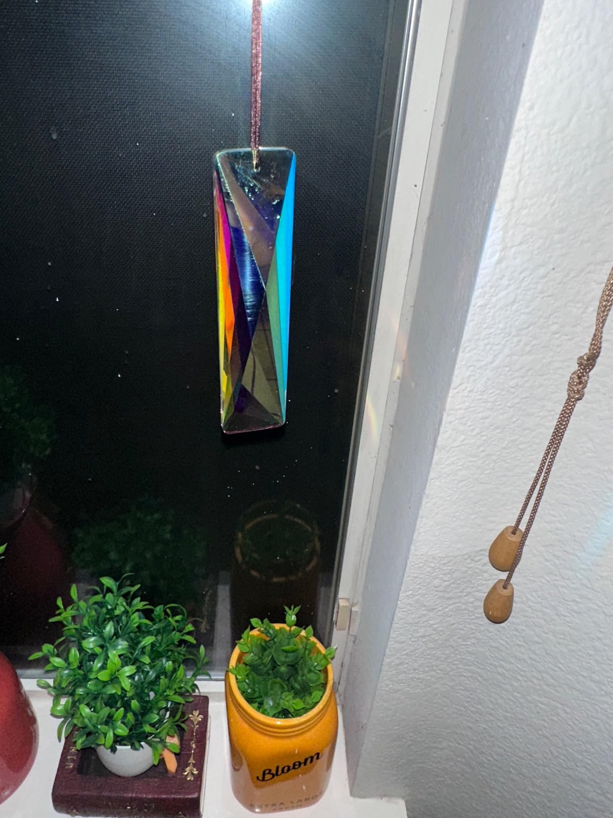 YU FENG 3PCS Crystal Suncatcher Prism, AB Rainbow Maker for Window | Faceted Geometric Glass Prisms, Hanging Crystal Ornament, Creates Colorful Rainbow Effects, Home Garden Window Decor customer photo 2