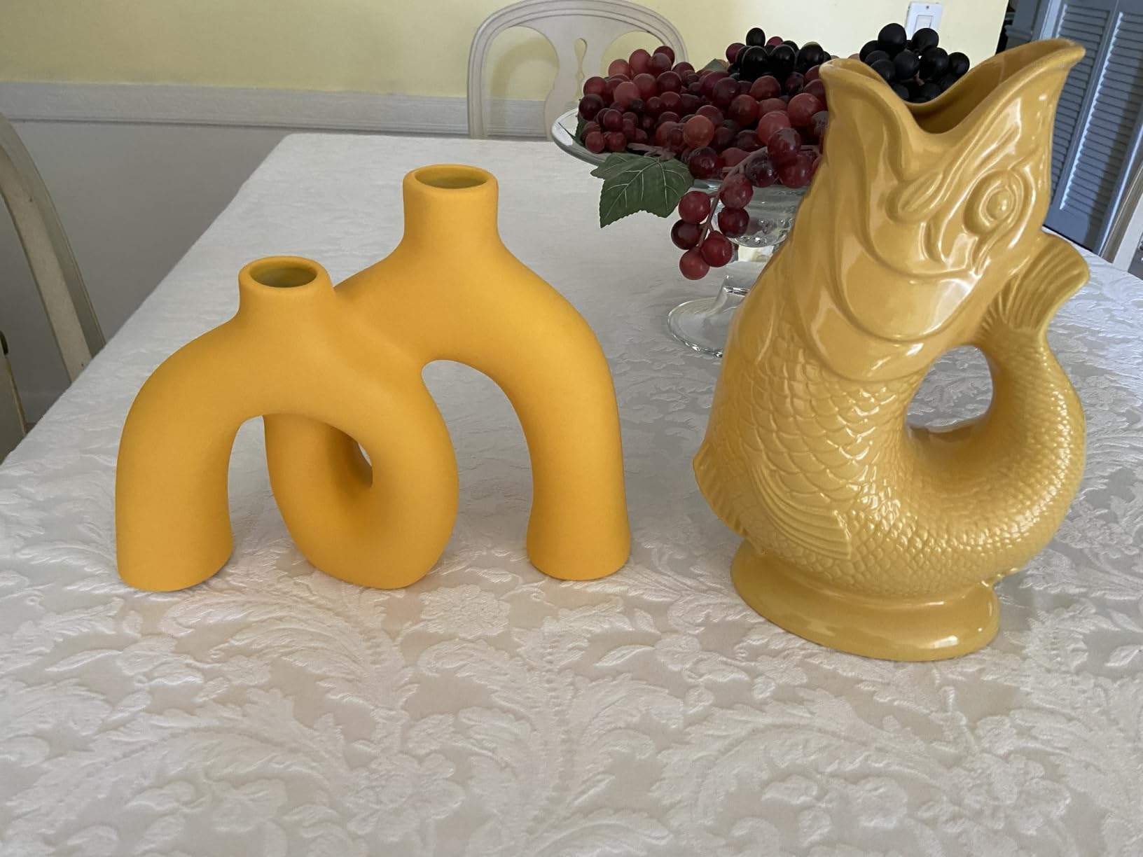 Hug Donut Decorative Vase Set - Modern Nordic Boho Style Vases Home Decor, Matte Ceramic Decorations for Living Room Shelf, Bookshelf Mantle Entryway Table or Console Décor (Cream White) customer photo 1