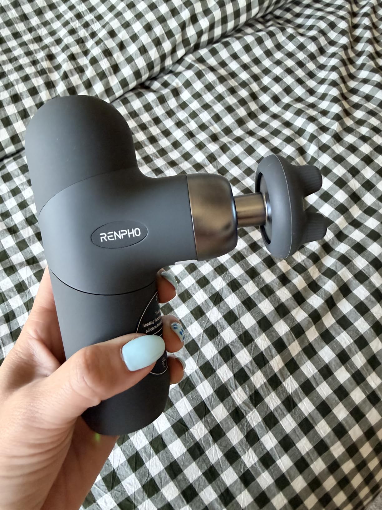 RENPHO Mini Thermal Massage Gun with Heat, Color Silicone Casing, 4 Speeds | Portable, Ultra-Quiet Mini Massage Gun, 4 Heads, Neck, Back Muscle Comfort, Carry Case, Home, Office, Travel Use, Gift Idea customer photo 2