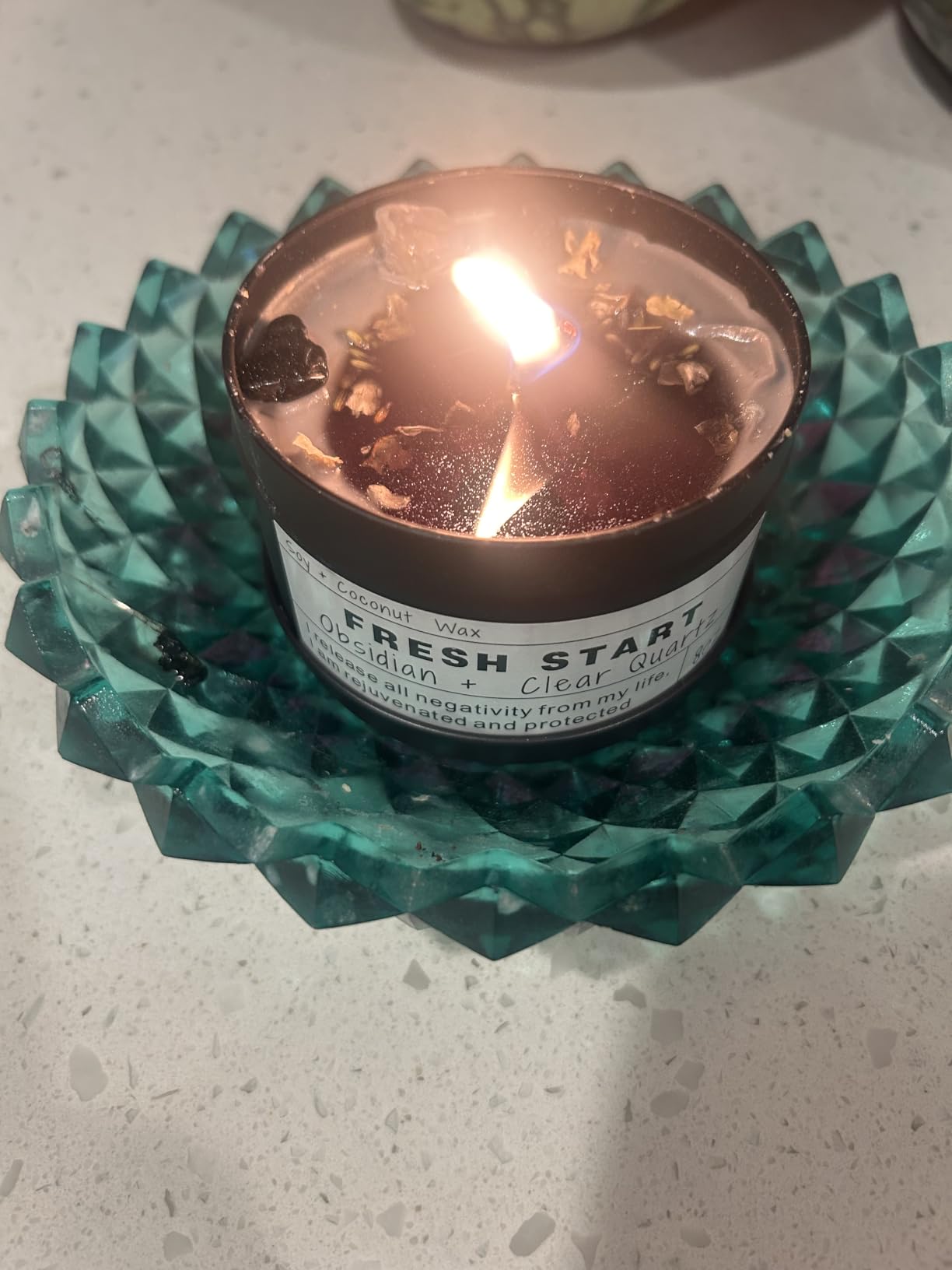 Crystal Soy Candles, Handmade Wishing Gifts, Wishing Law of Attraction, Moon Magic, Birthday Candle Gifts. (Manifestation) customer photo 1